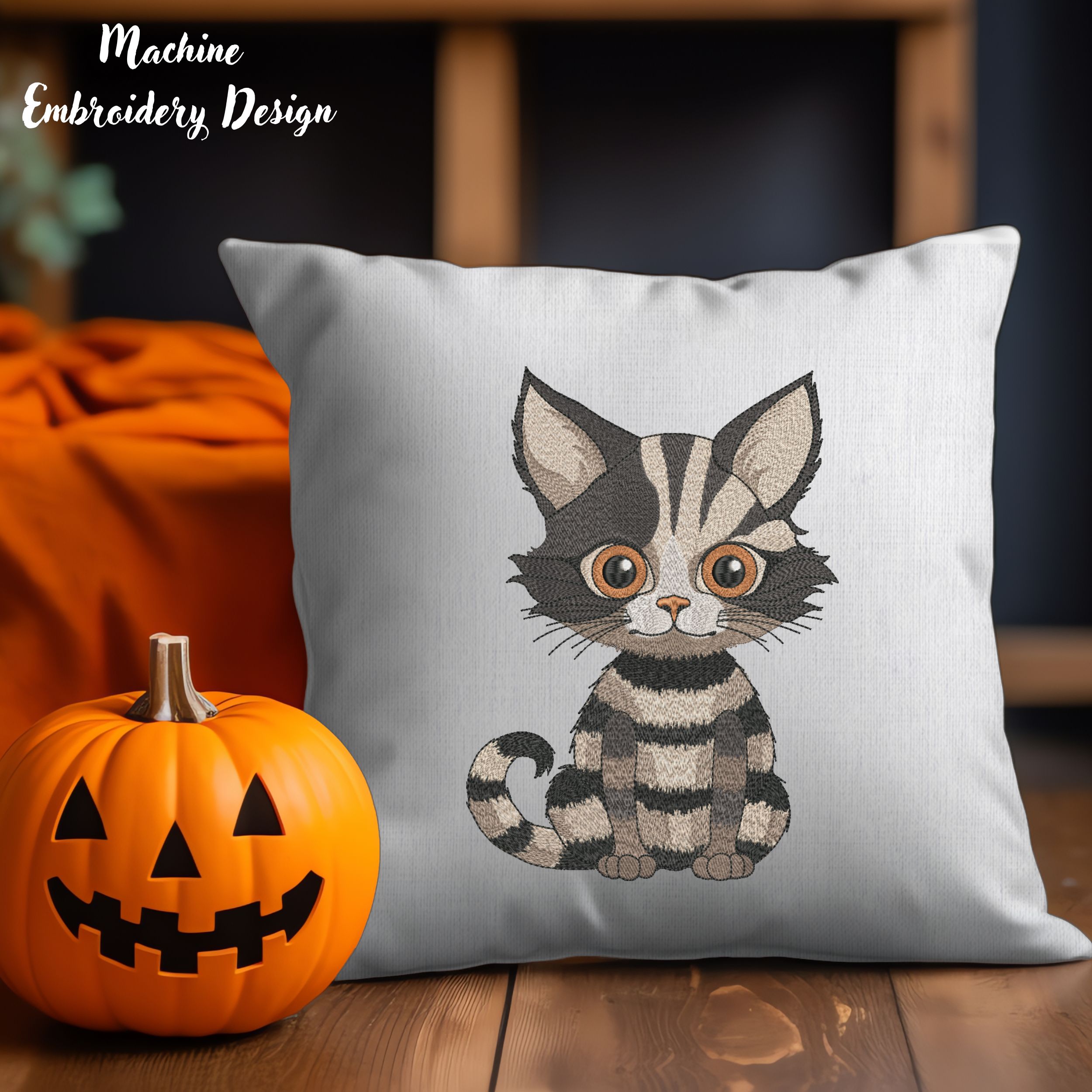 Striped Halloween Gothic Cat-6