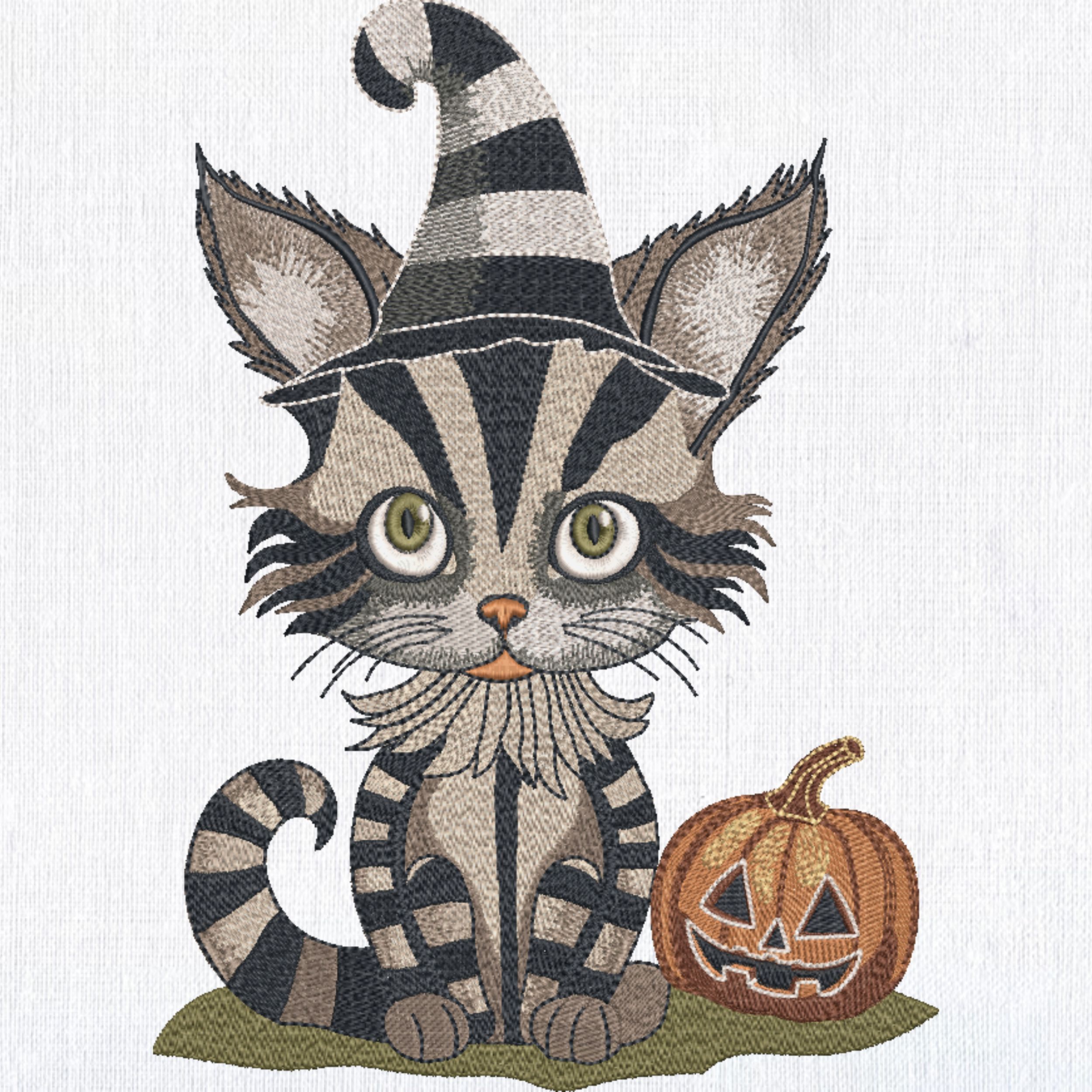 Set of 4 Striped Halloween Vintage Gothic Cat-7