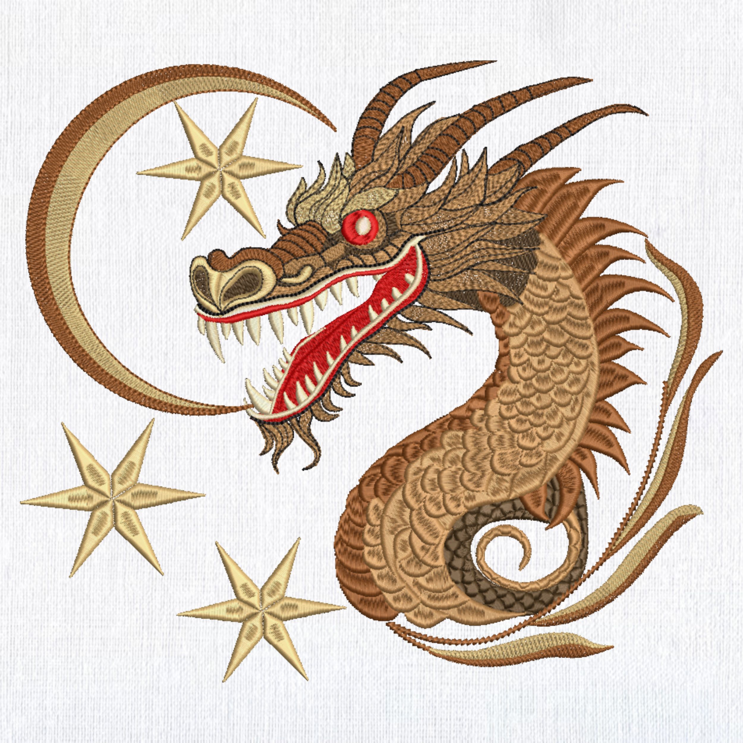 Mystical Gold Dragon Moon & Stars-3