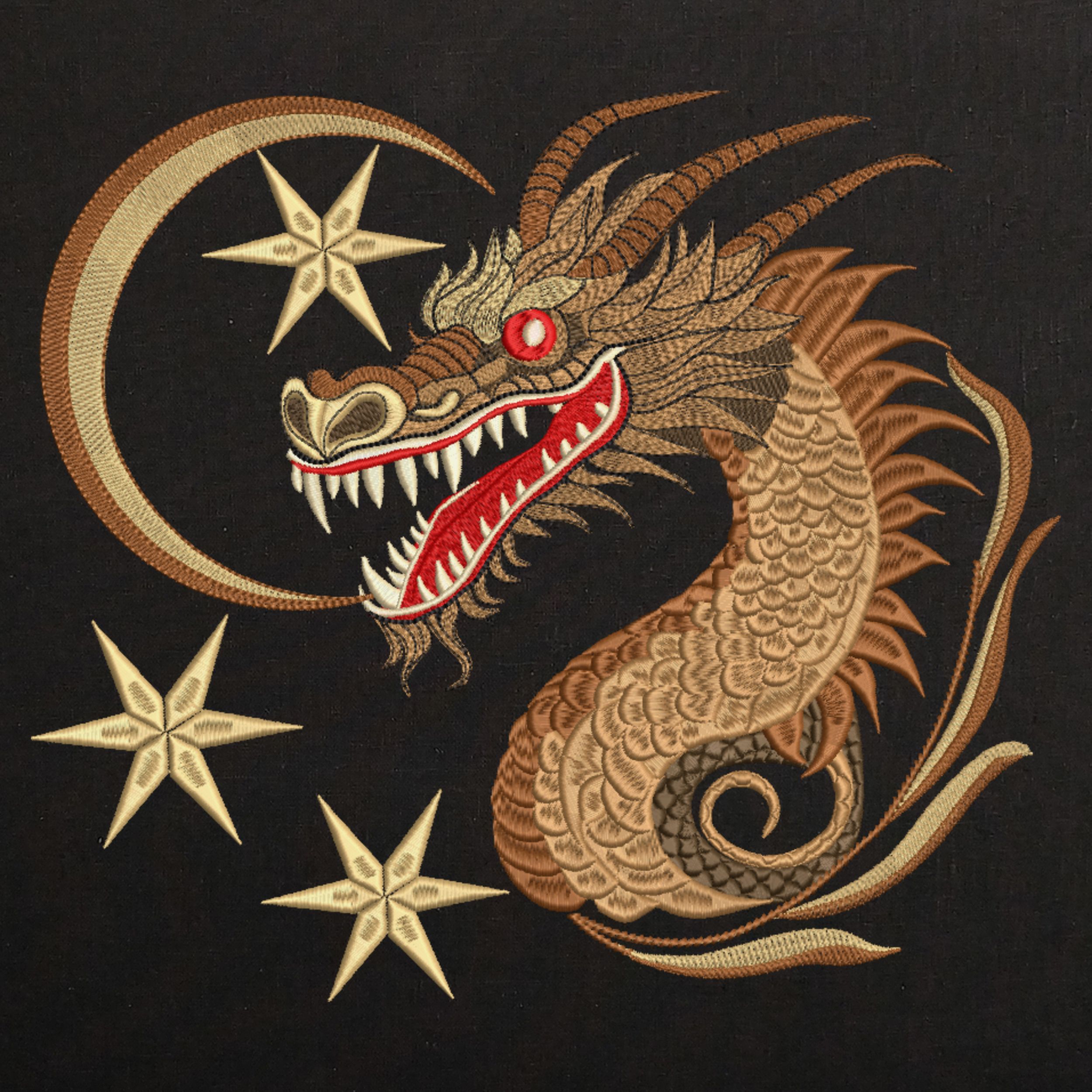 Mystical Gold Dragon Moon & Stars-4