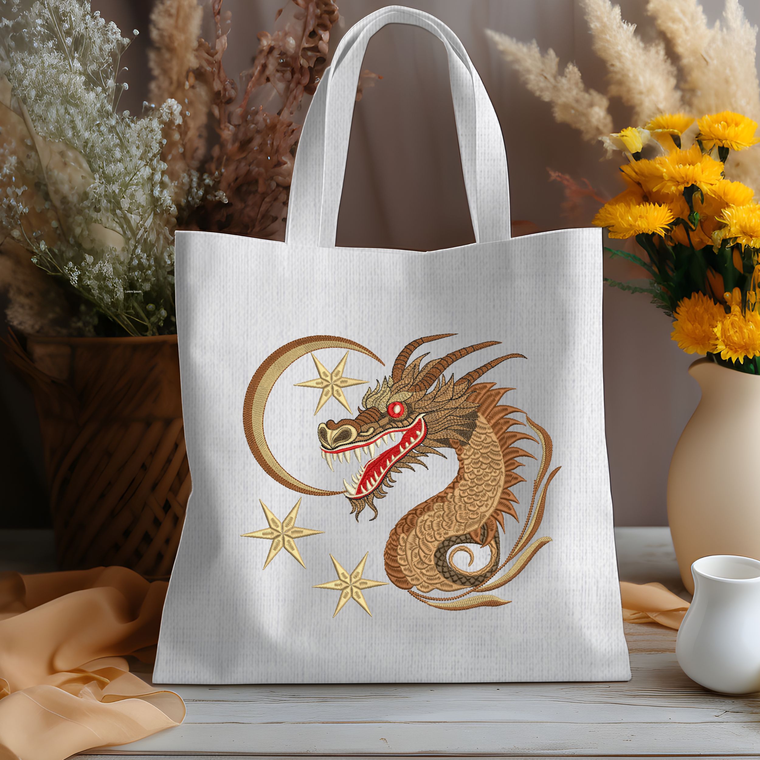 Mystical Gold Dragon Moon & Stars-8