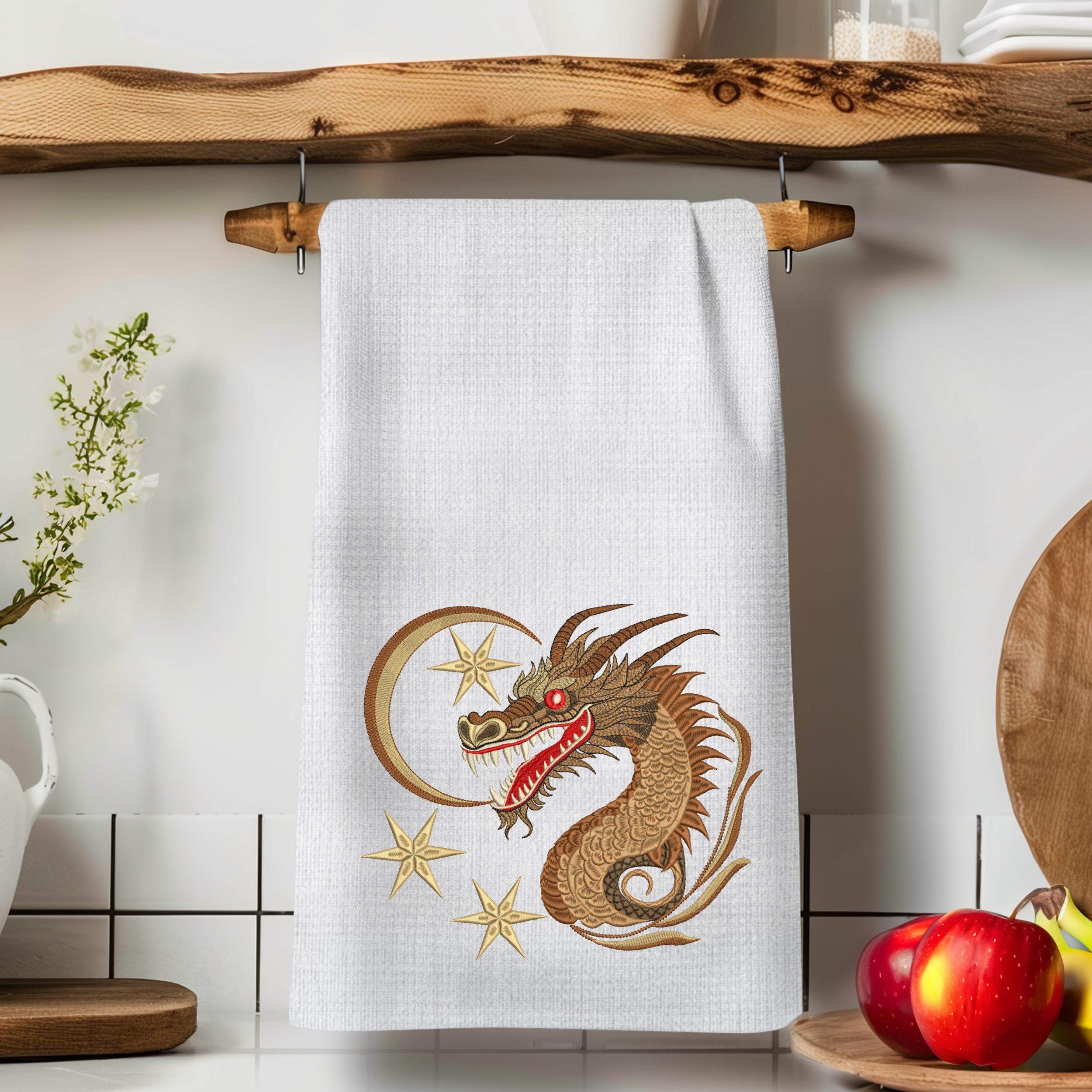 Mystical Gold Dragon Moon & Stars-9