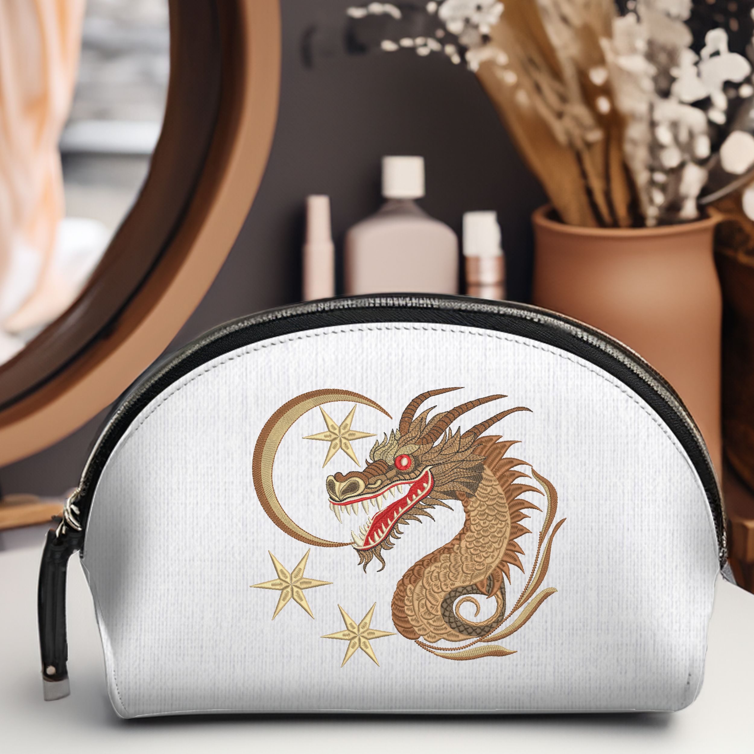 Mystical Gold Dragon Moon & Stars-10