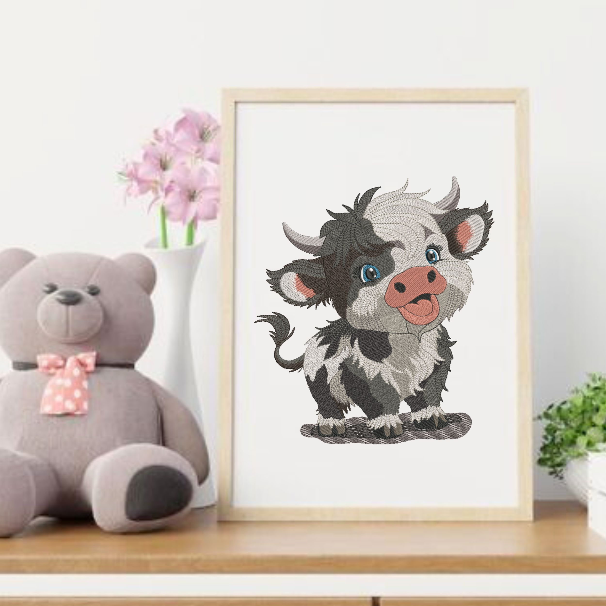 Cute Funny Highland Baby Cow Farm Animal-12
