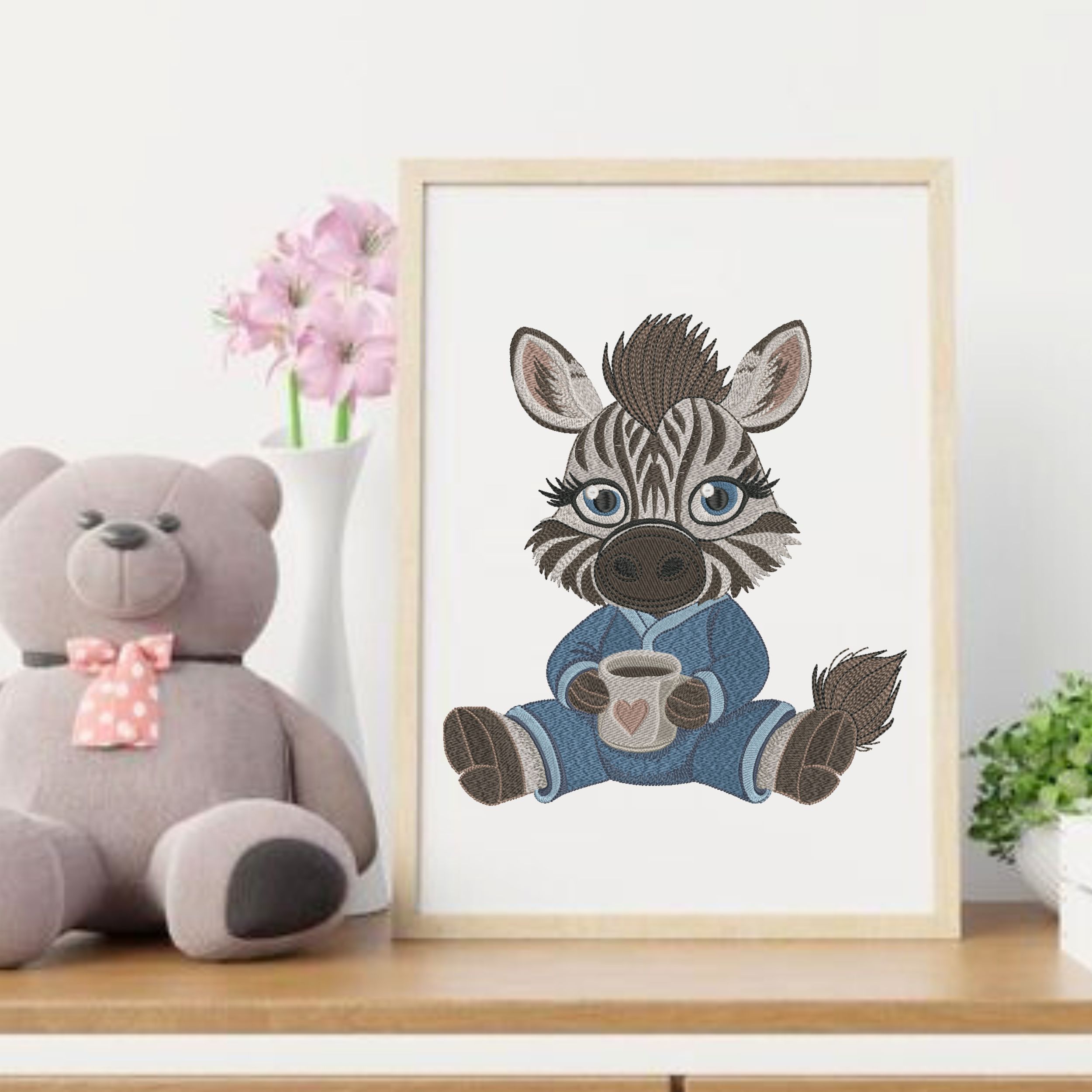 Cute sleepy Baby Zebra in Pajamas-11