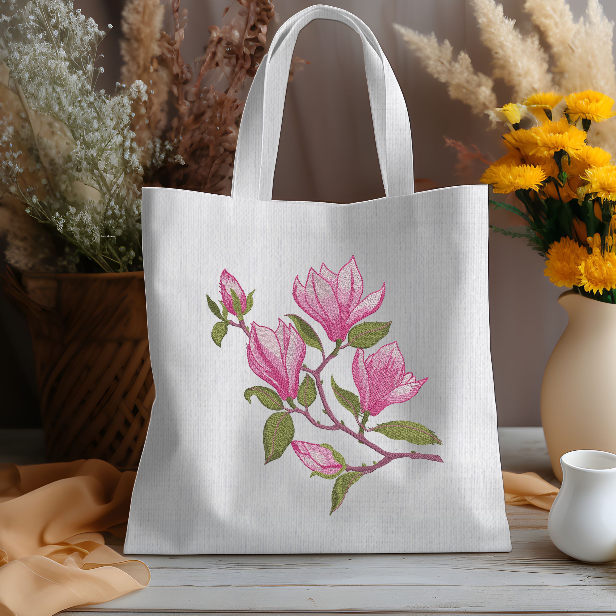 Spring Pink Magnolia Flowers Branch-8