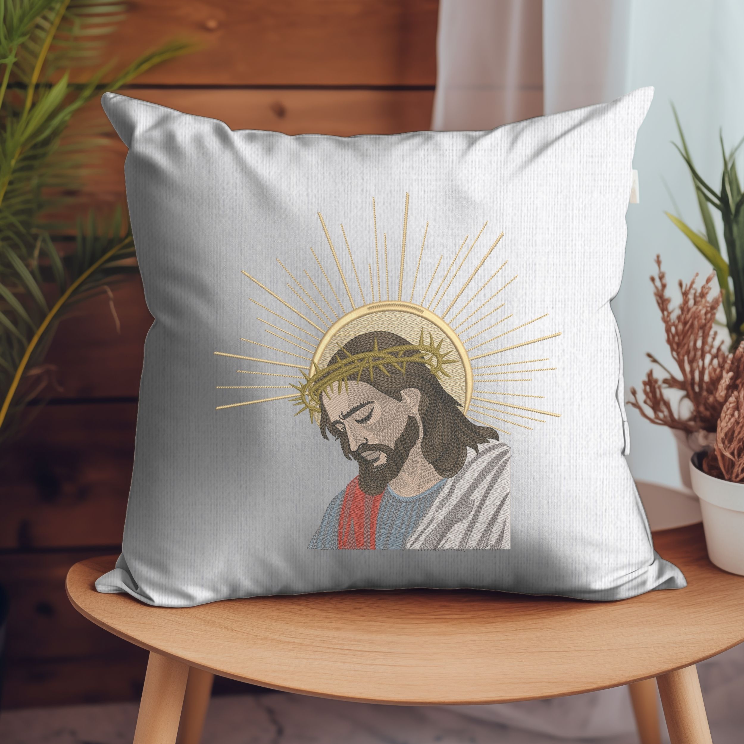 Jesus Christ with Halo and Crown of Thorns-6