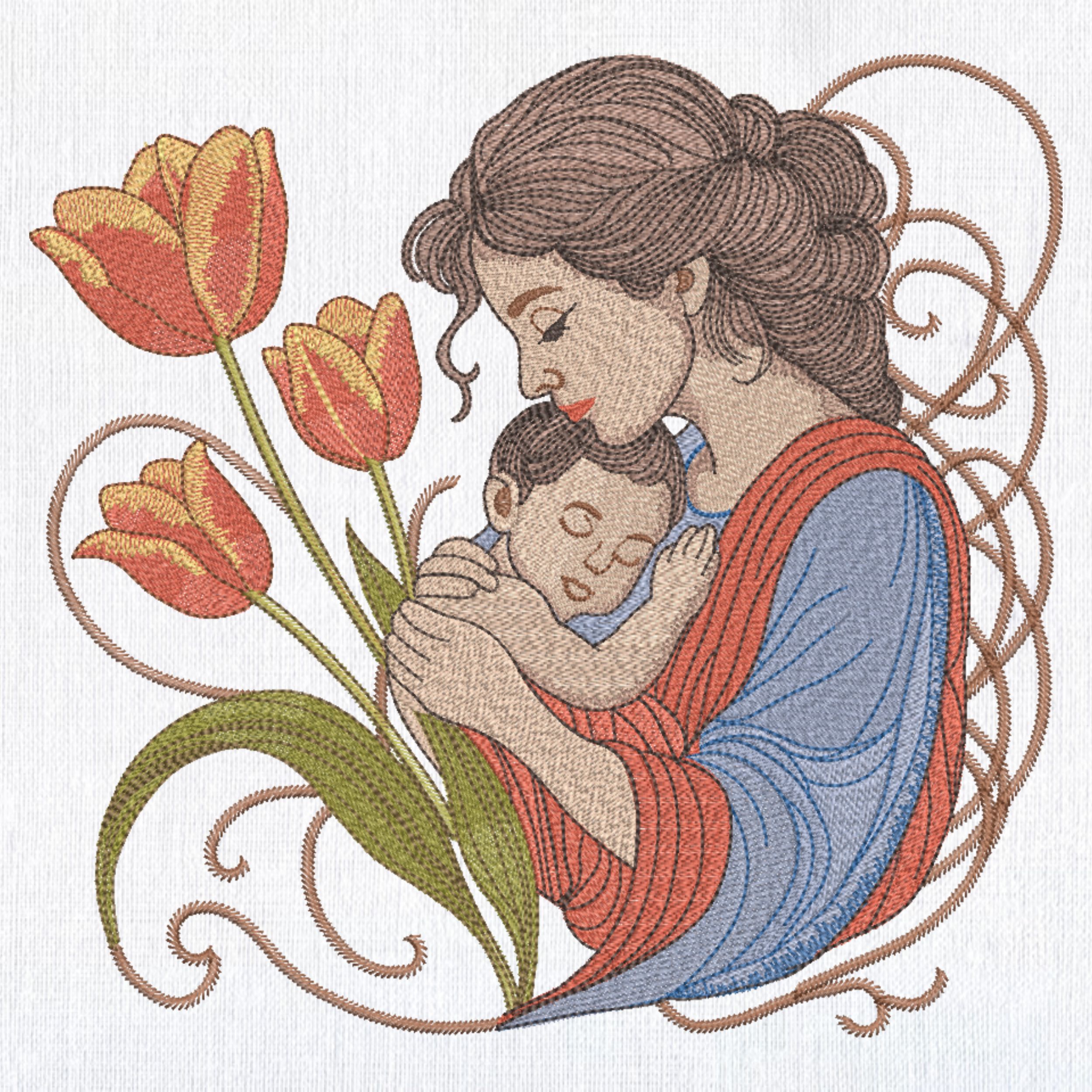 Mothers day. Mother and Child Tulips-3
