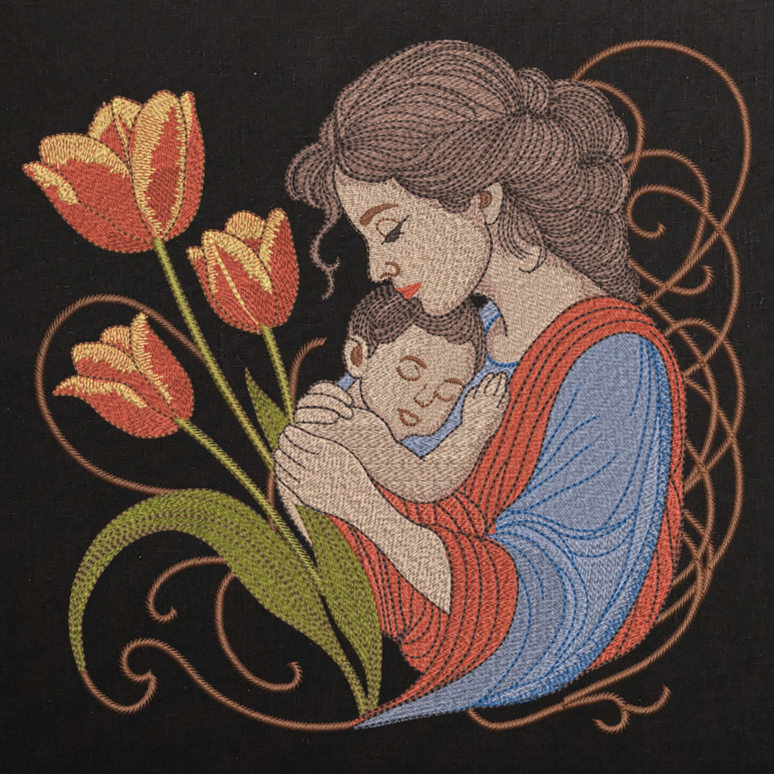 Mothers day. Mother and Child Tulips-4