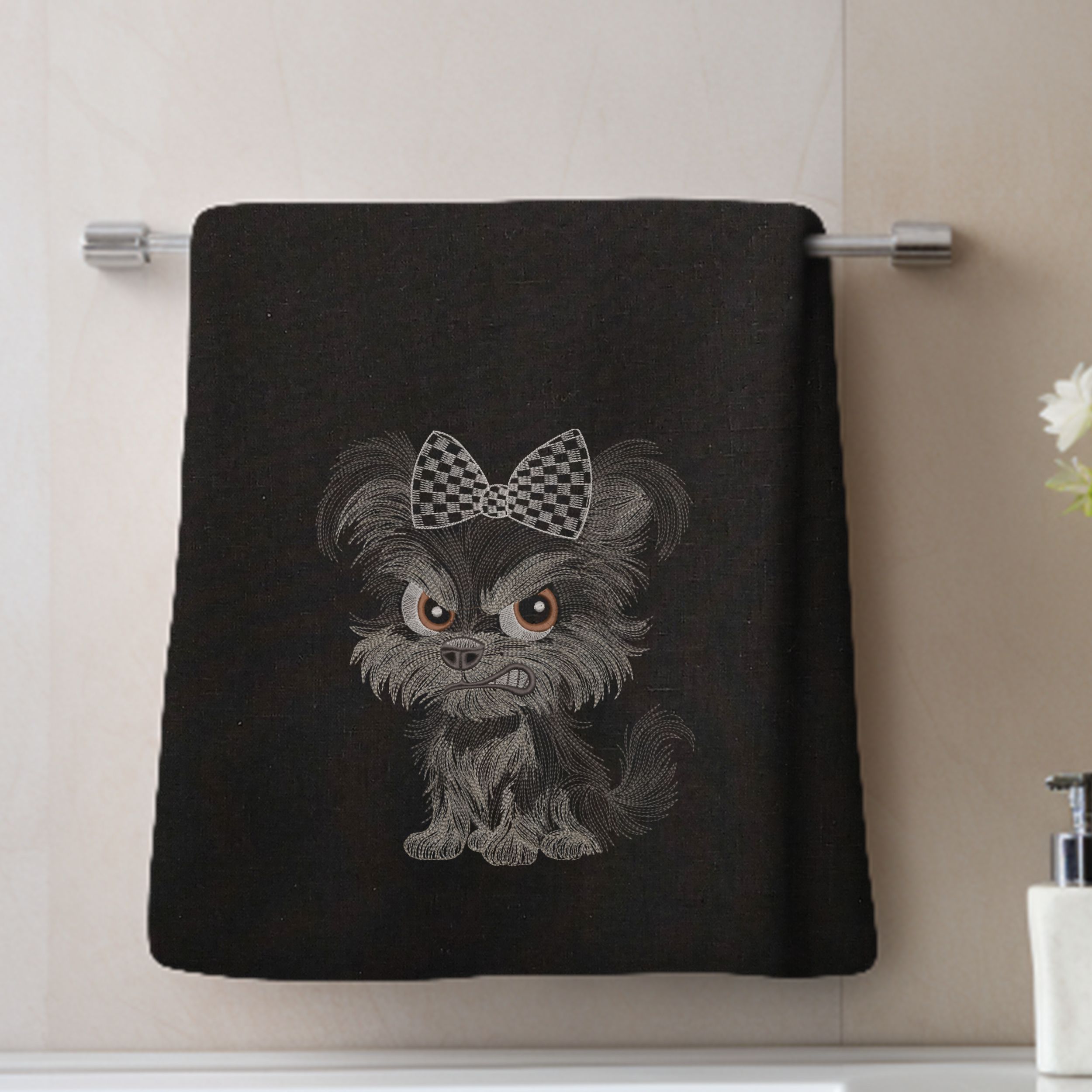 Angry Black Gray Yorkie Puppy-7