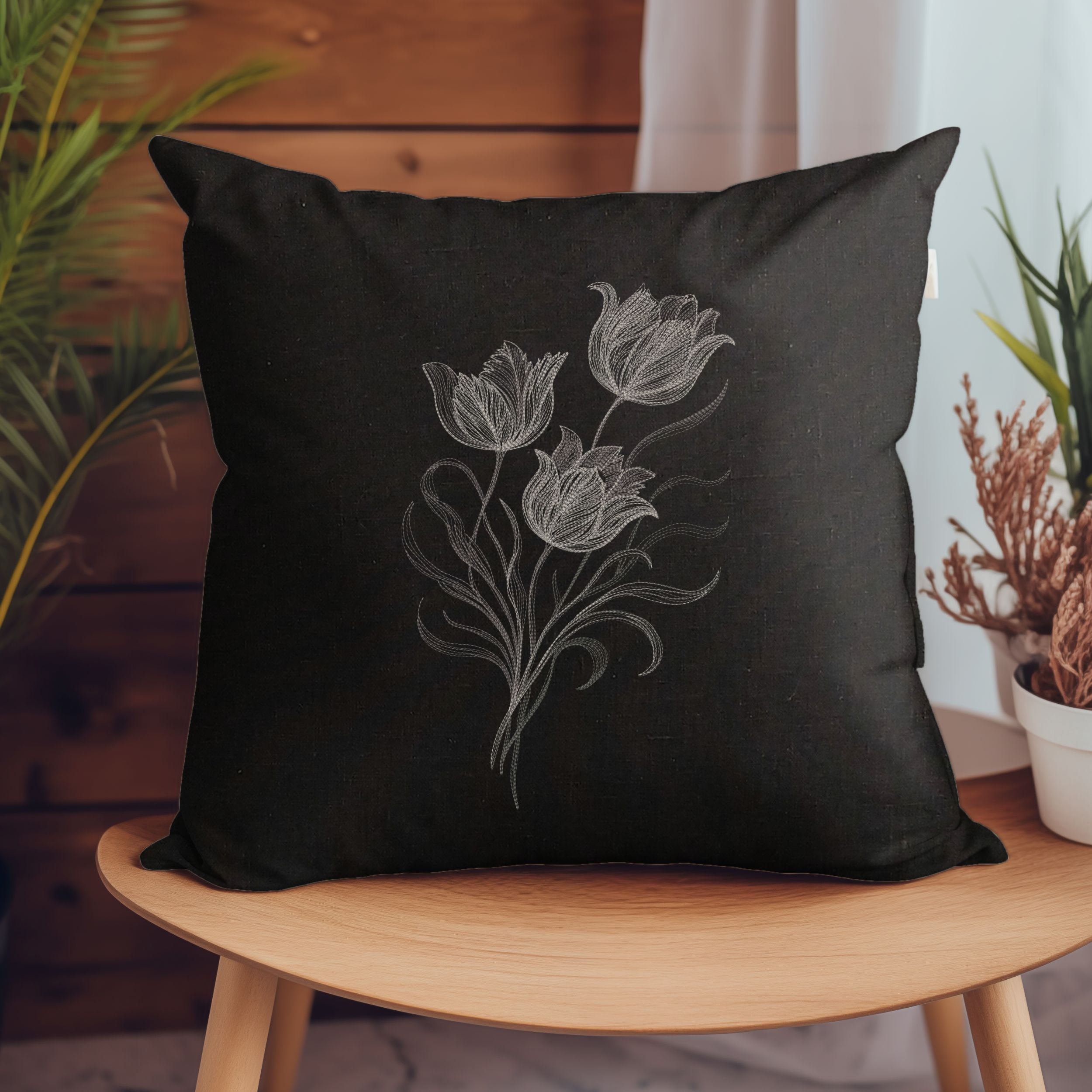 Elegant Tulip Trio Blackwork-5