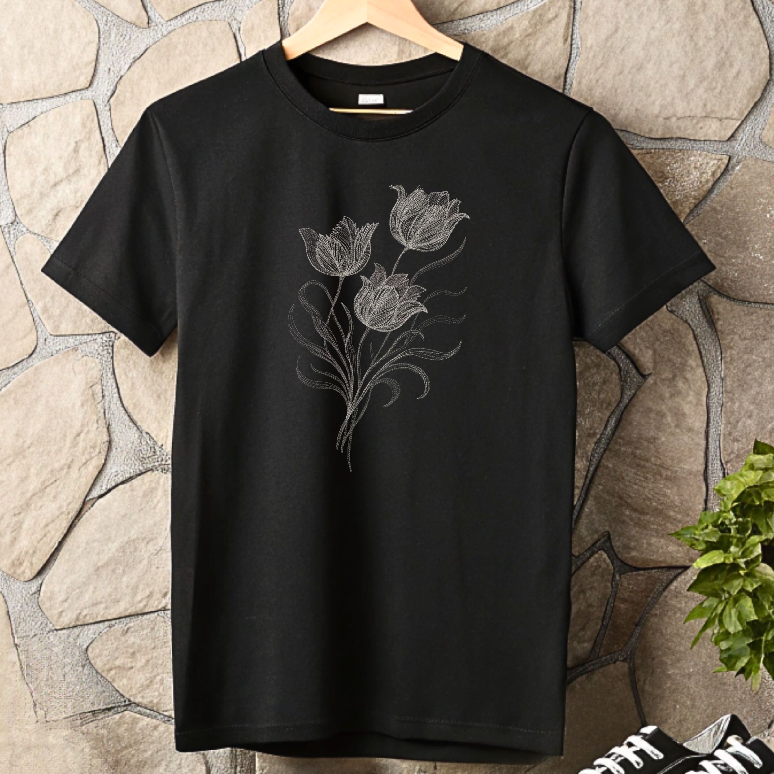 Elegant Tulip Trio Blackwork-6