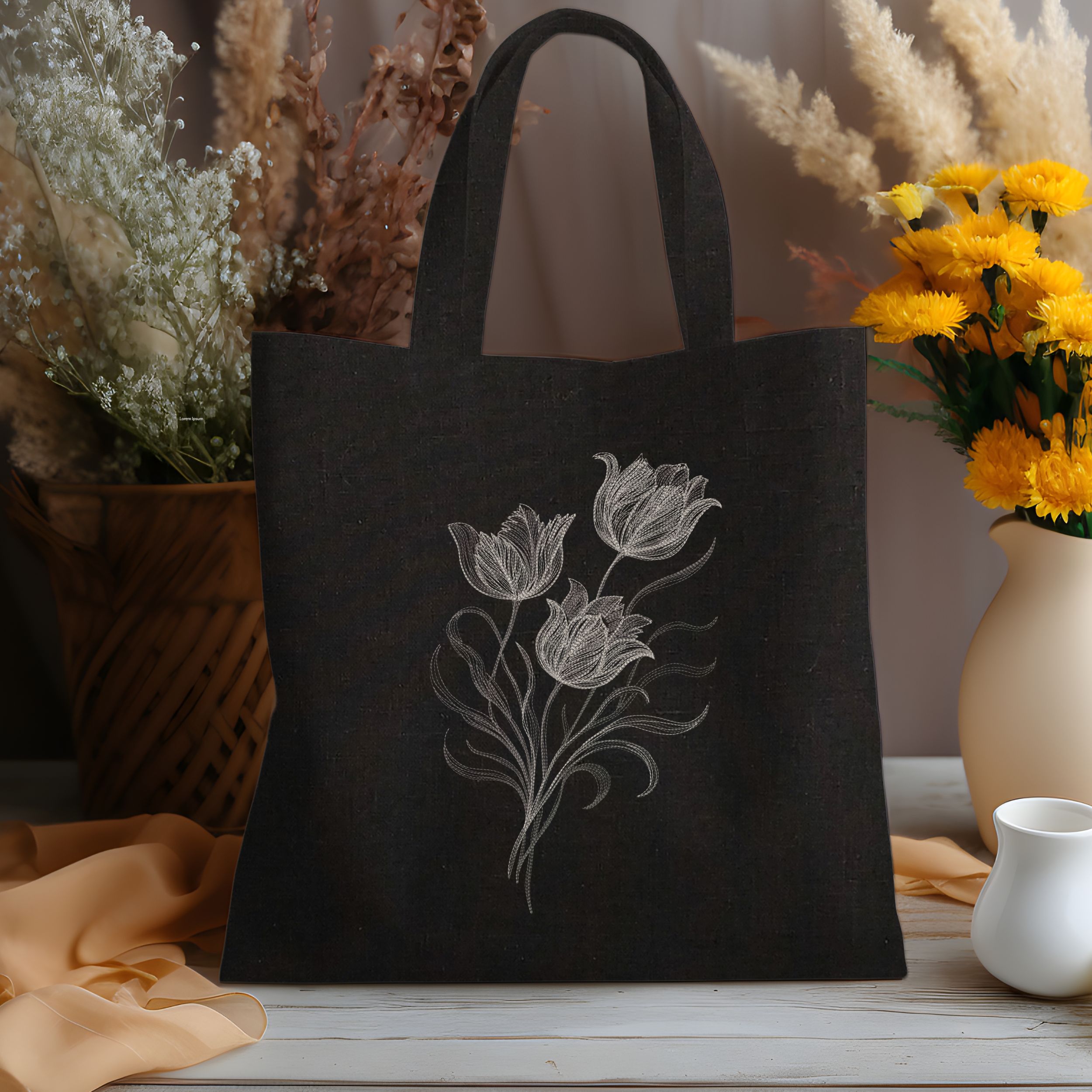 Elegant Tulip Trio Blackwork-9