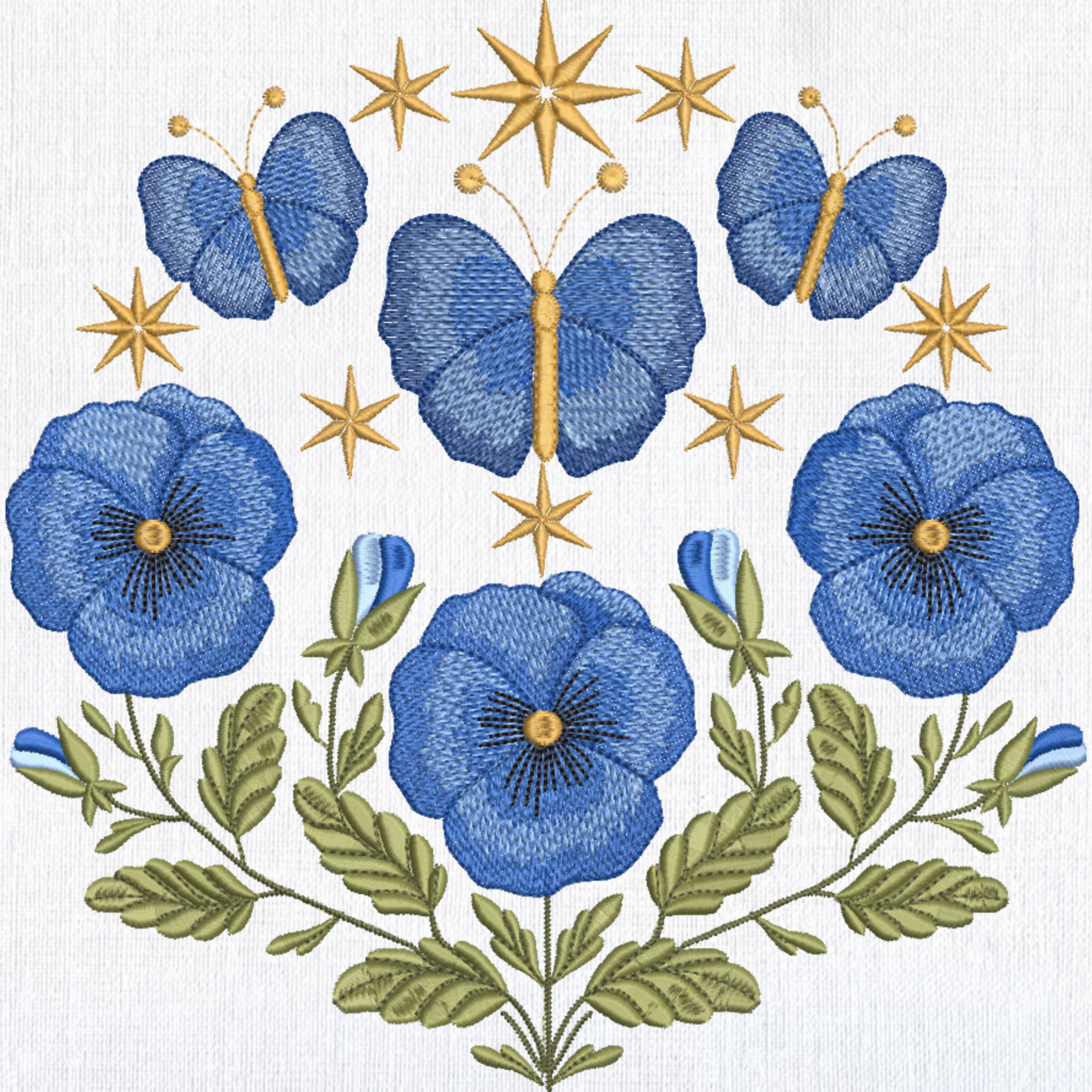 Celestial Moon Phases, Blue Floral Butterflies-8