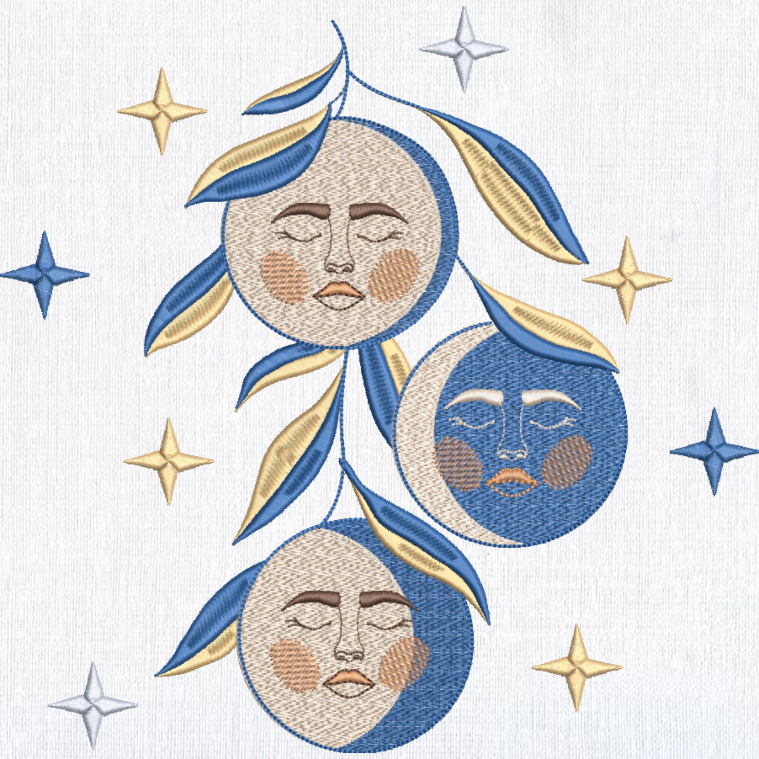 Celestial Moon Phases, Blue Floral Butterflies-10