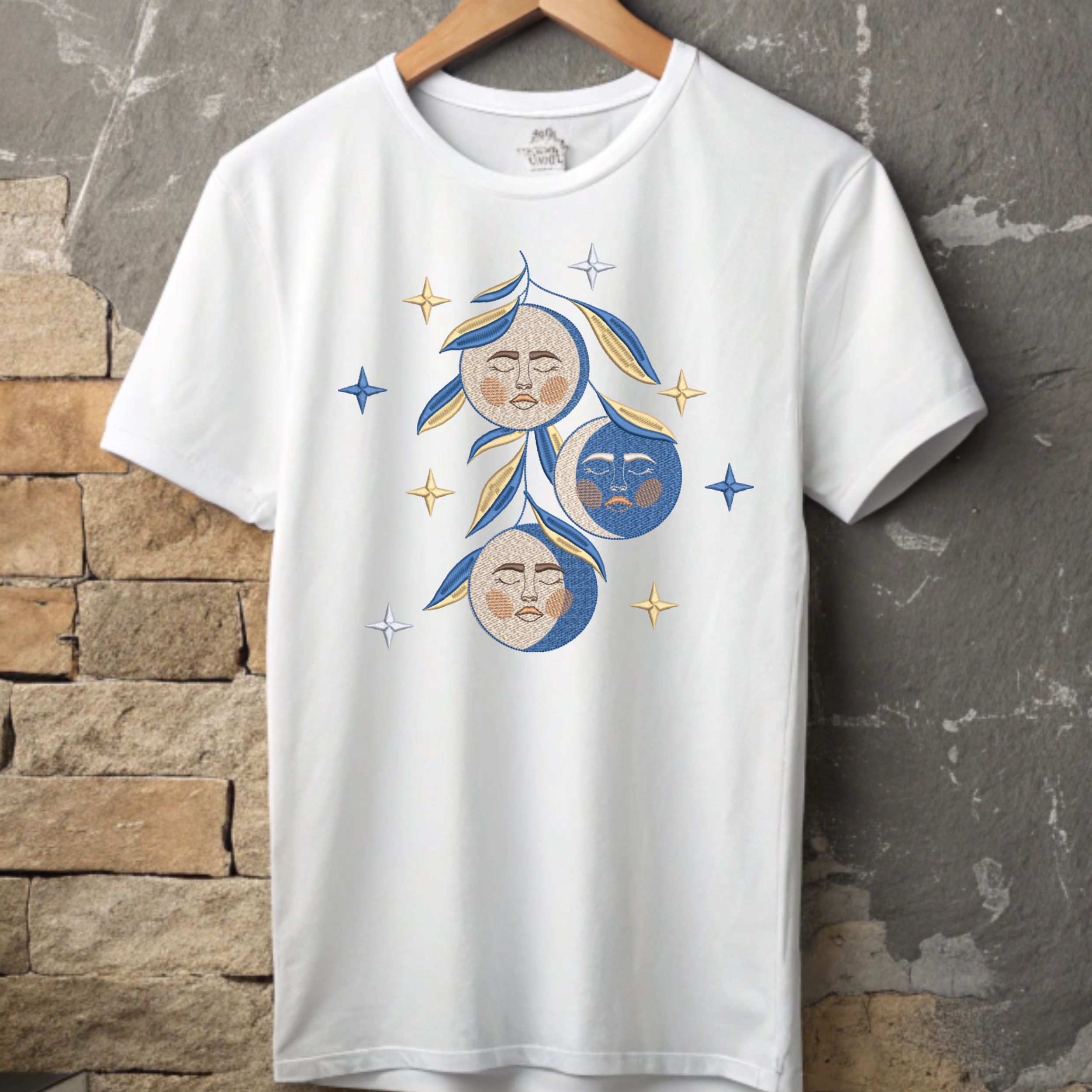 Mystical Celestial Moon Faces Stars and Leaves-7
