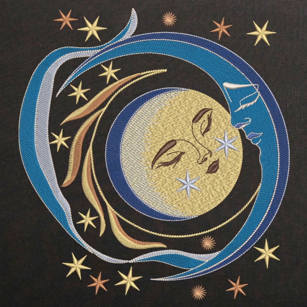 Magic Dreamy Celestial Moon Face with Crescent and Stars-3