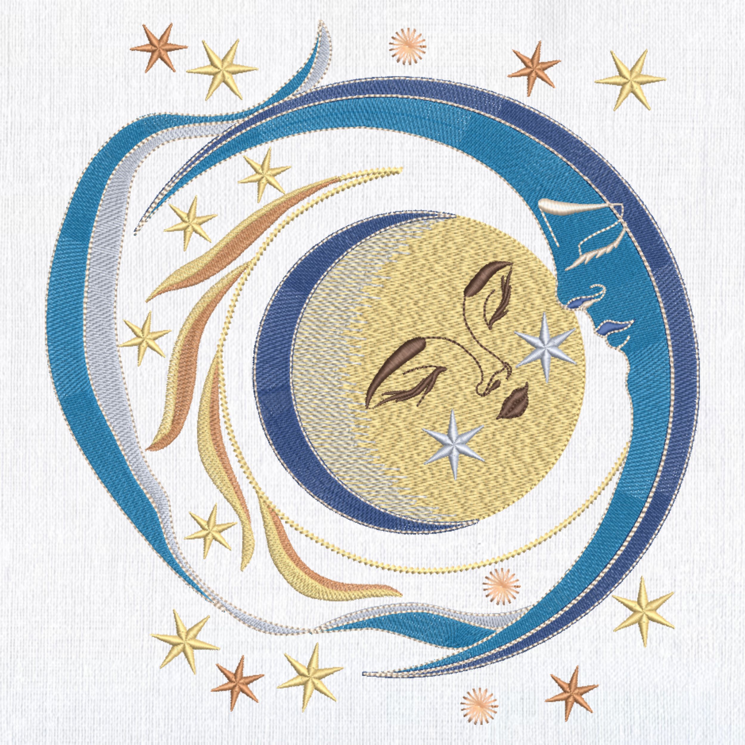 Magic Dreamy Celestial Moon Face with Crescent and Stars-4