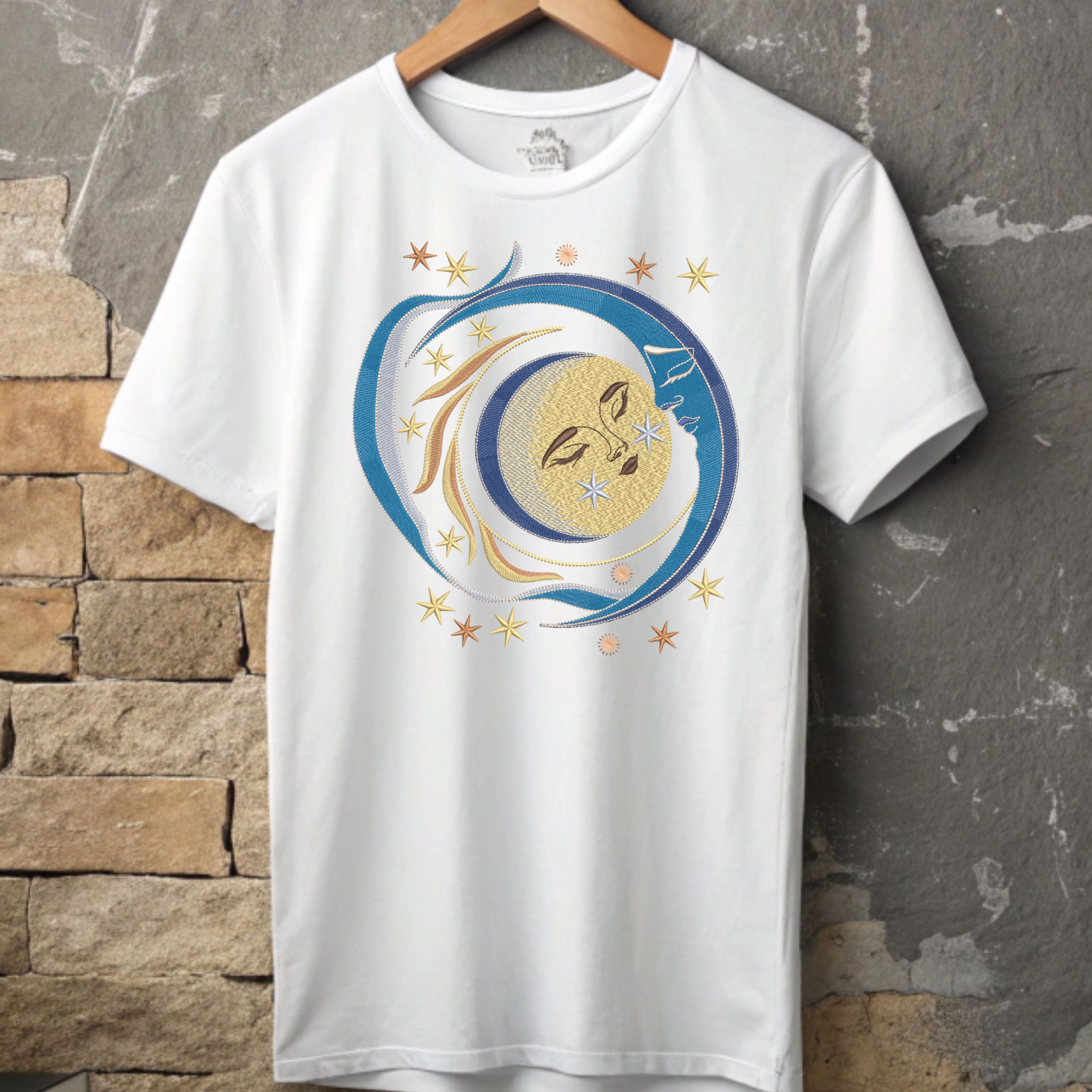 Magic Dreamy Celestial Moon Face with Crescent and Stars-7