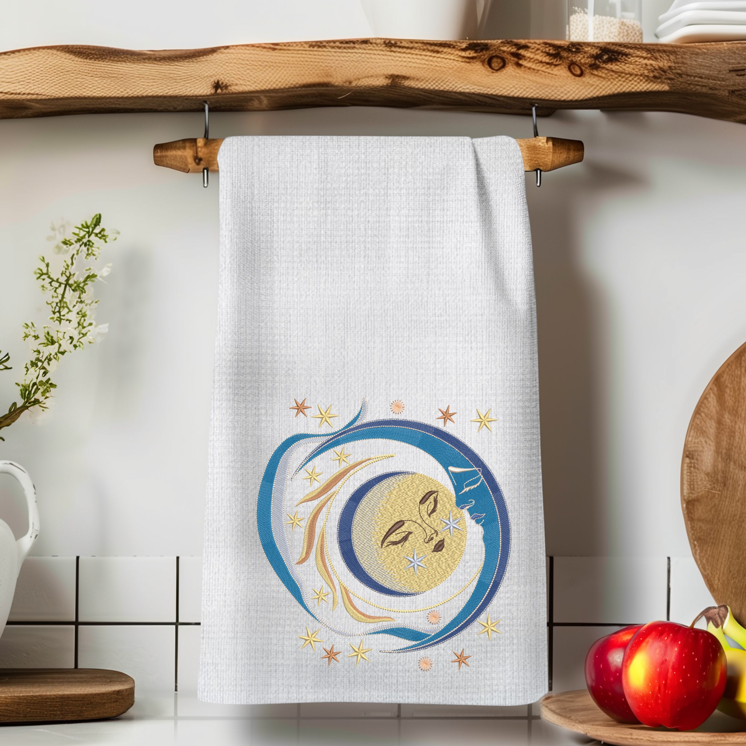 Magic Dreamy Celestial Moon Face with Crescent and Stars-9