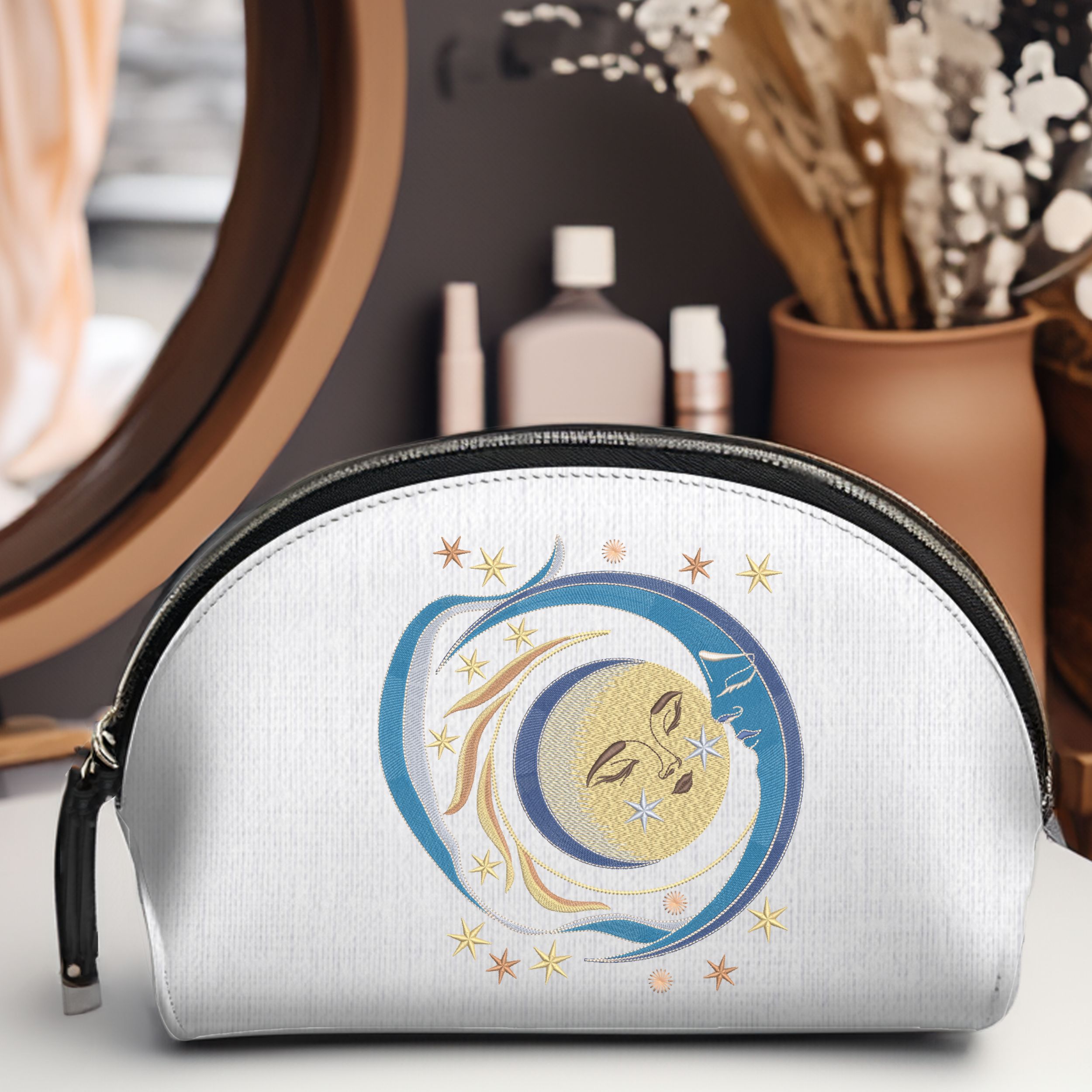 Magic Dreamy Celestial Moon Face with Crescent and Stars-10