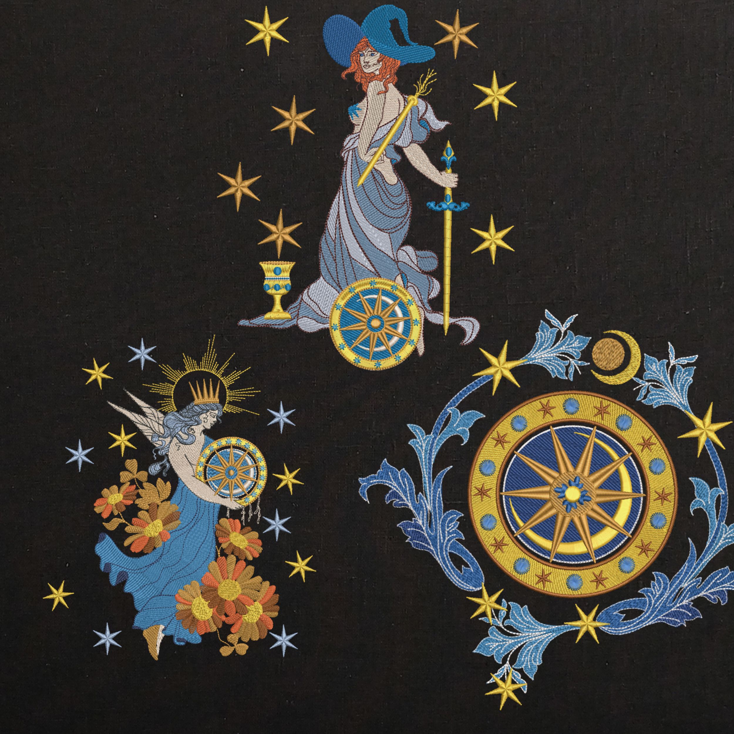 Celestial Goddess with Magic Wheel and Stars-3