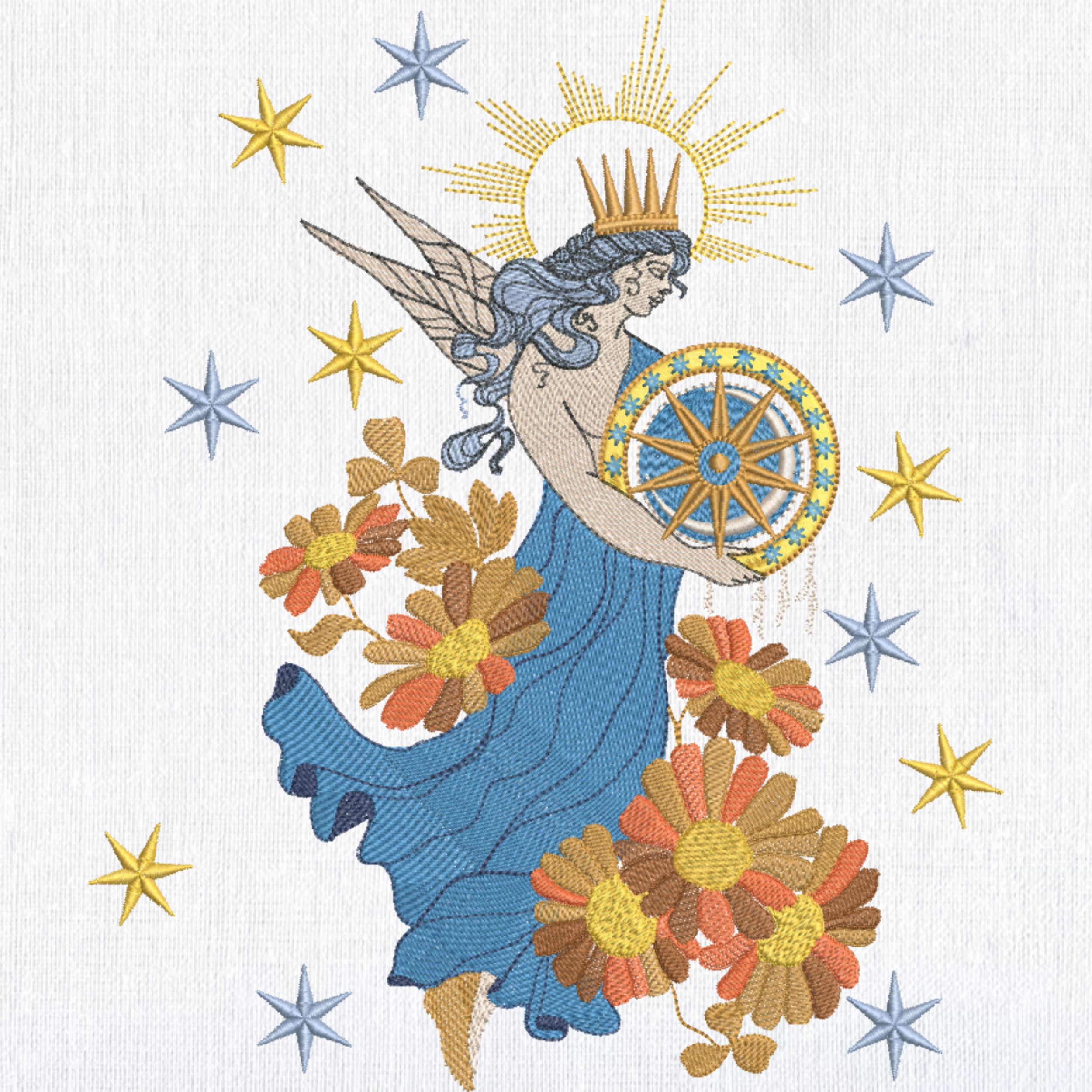 Celestial Goddess with Magic Wheel and Stars-5