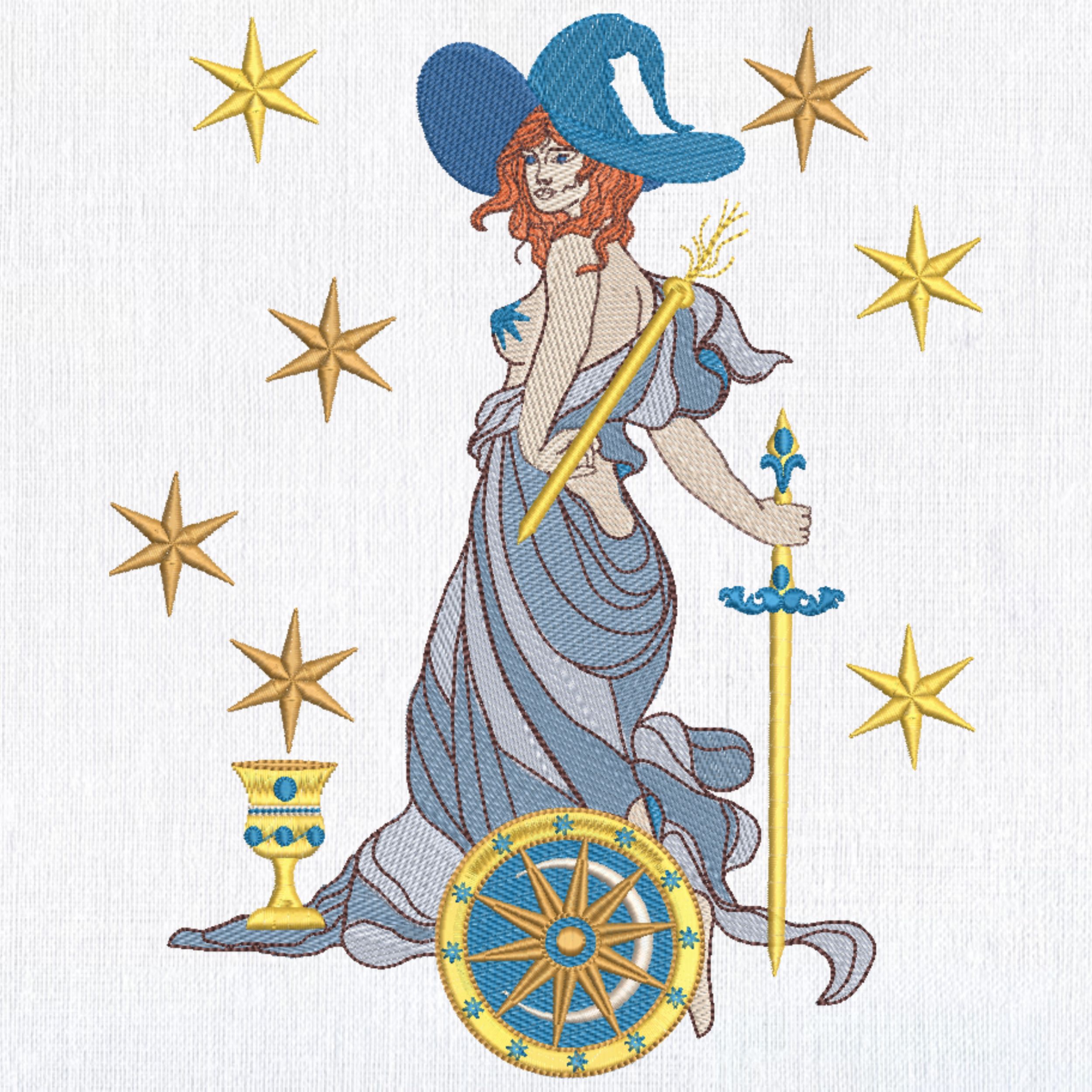 Celestial Goddess with Magic Wheel and Stars-7