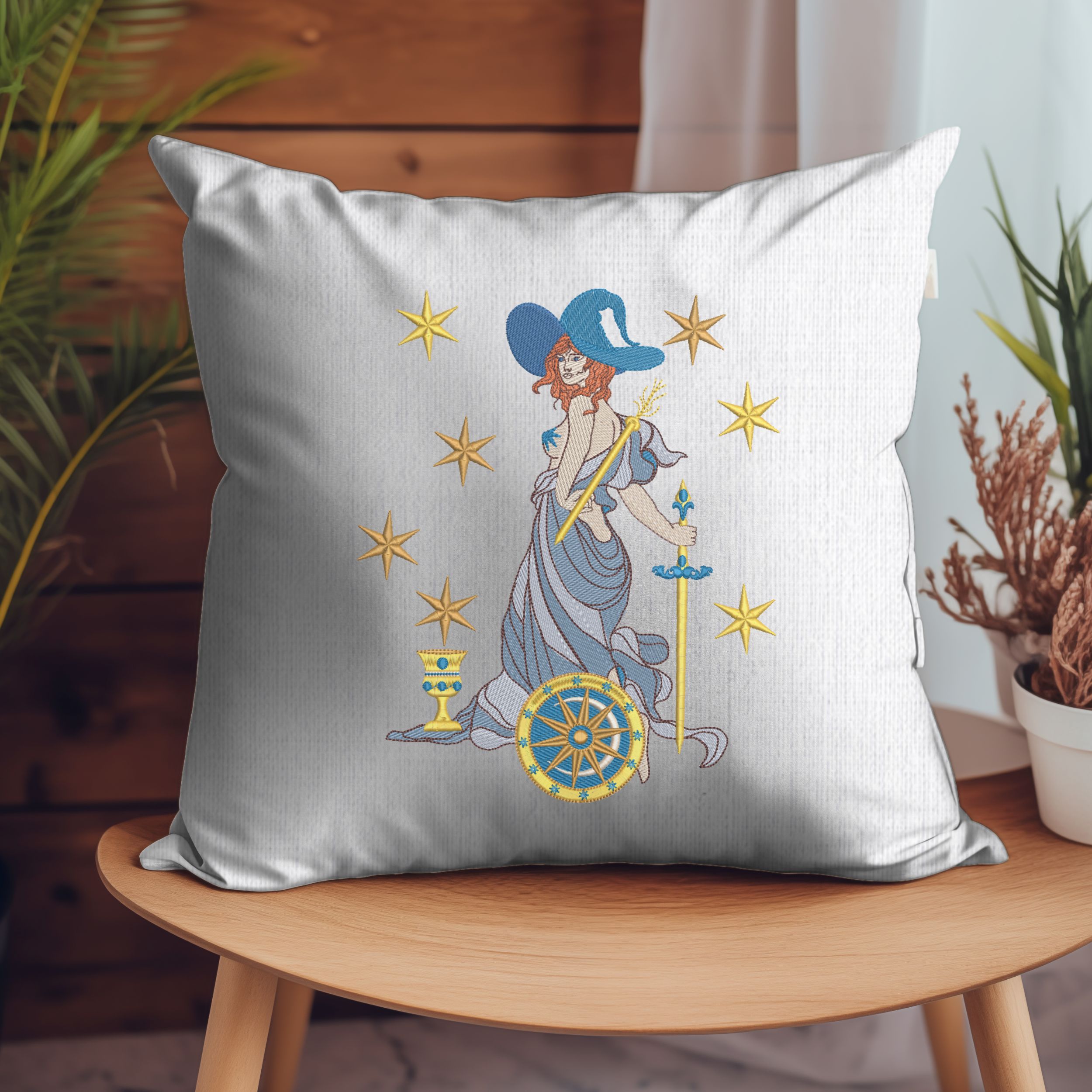 Wiccan Priestess, Wand Sword Chalice, Stars-7