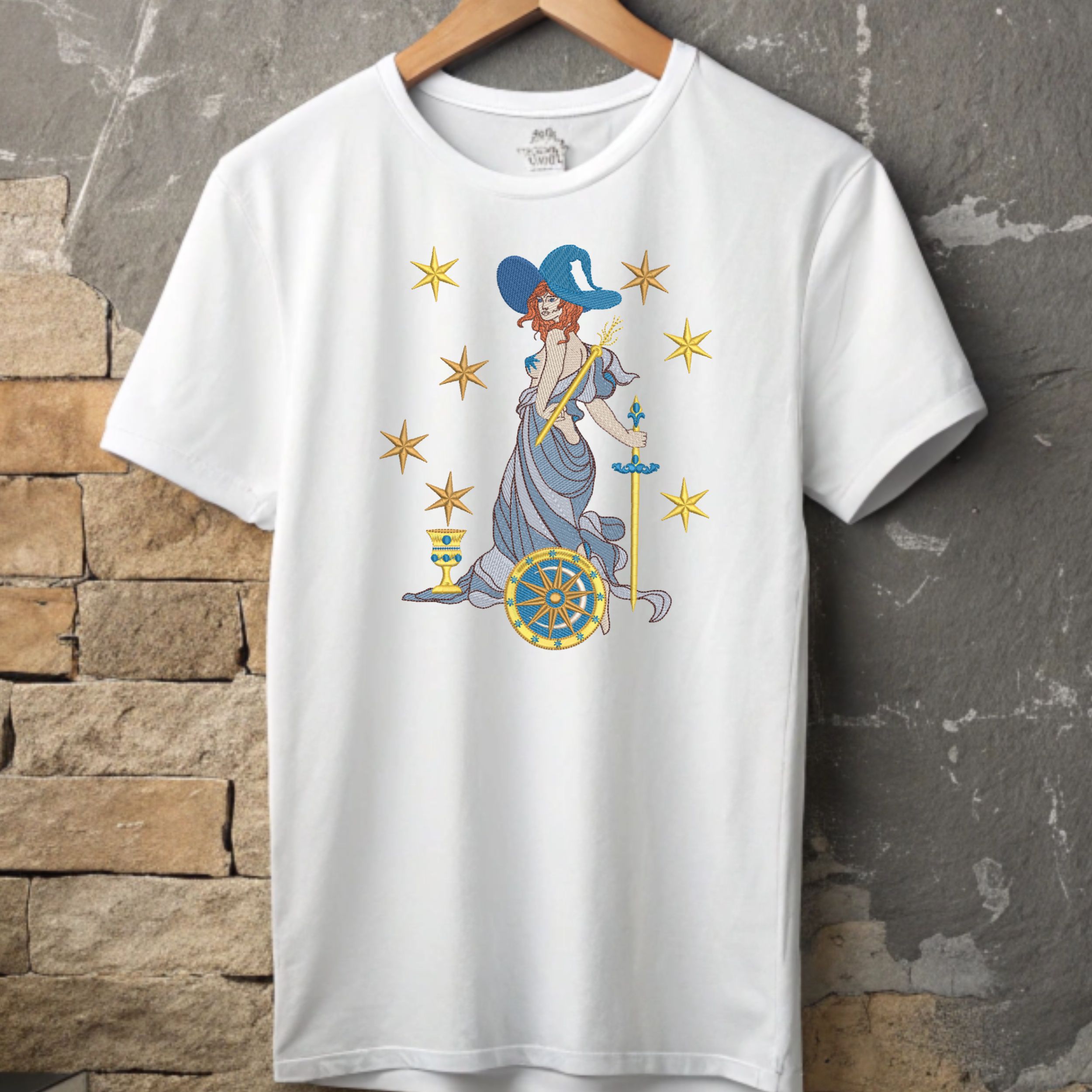 Wiccan Priestess, Wand Sword Chalice, Stars-8