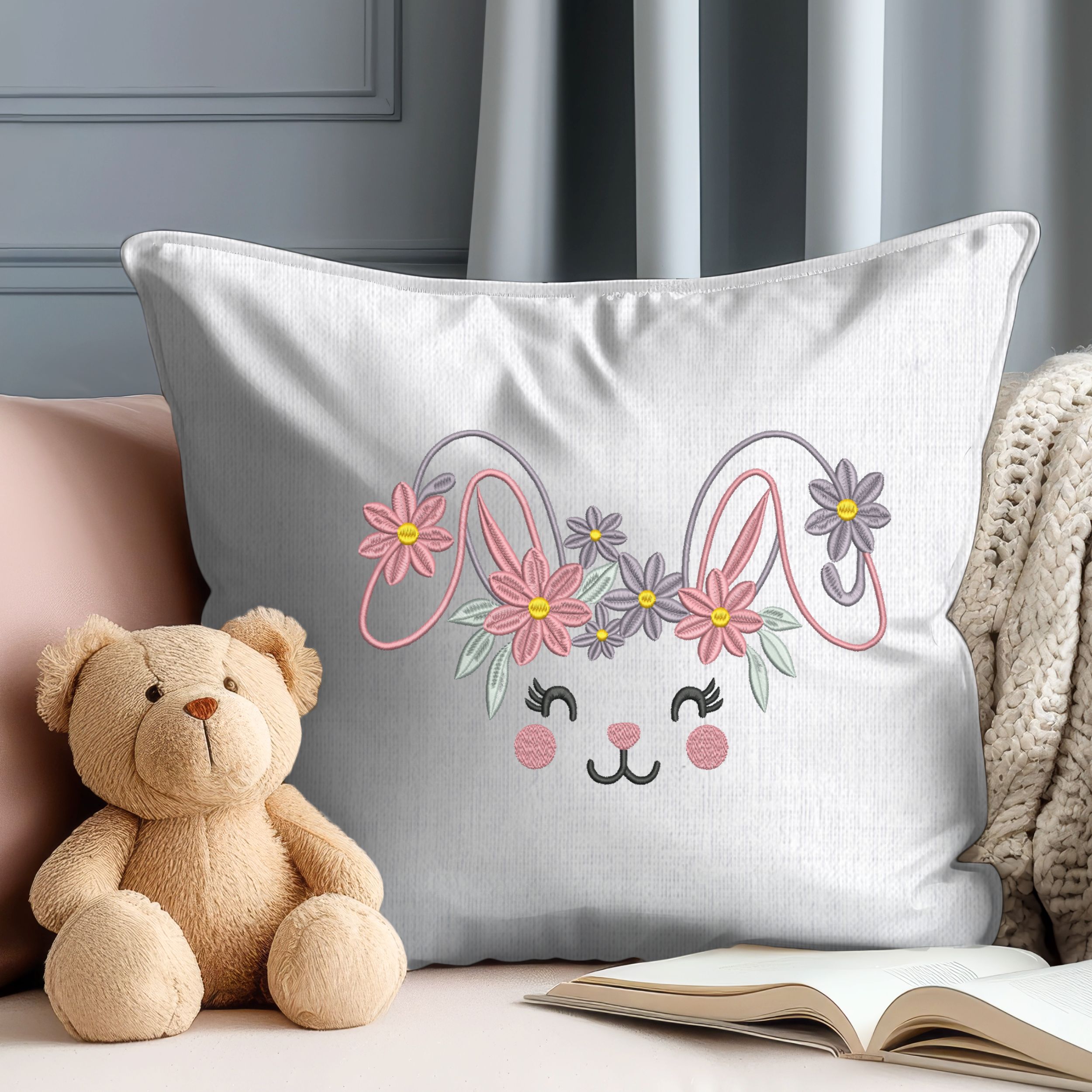 Spring Floral Bunny Face-7