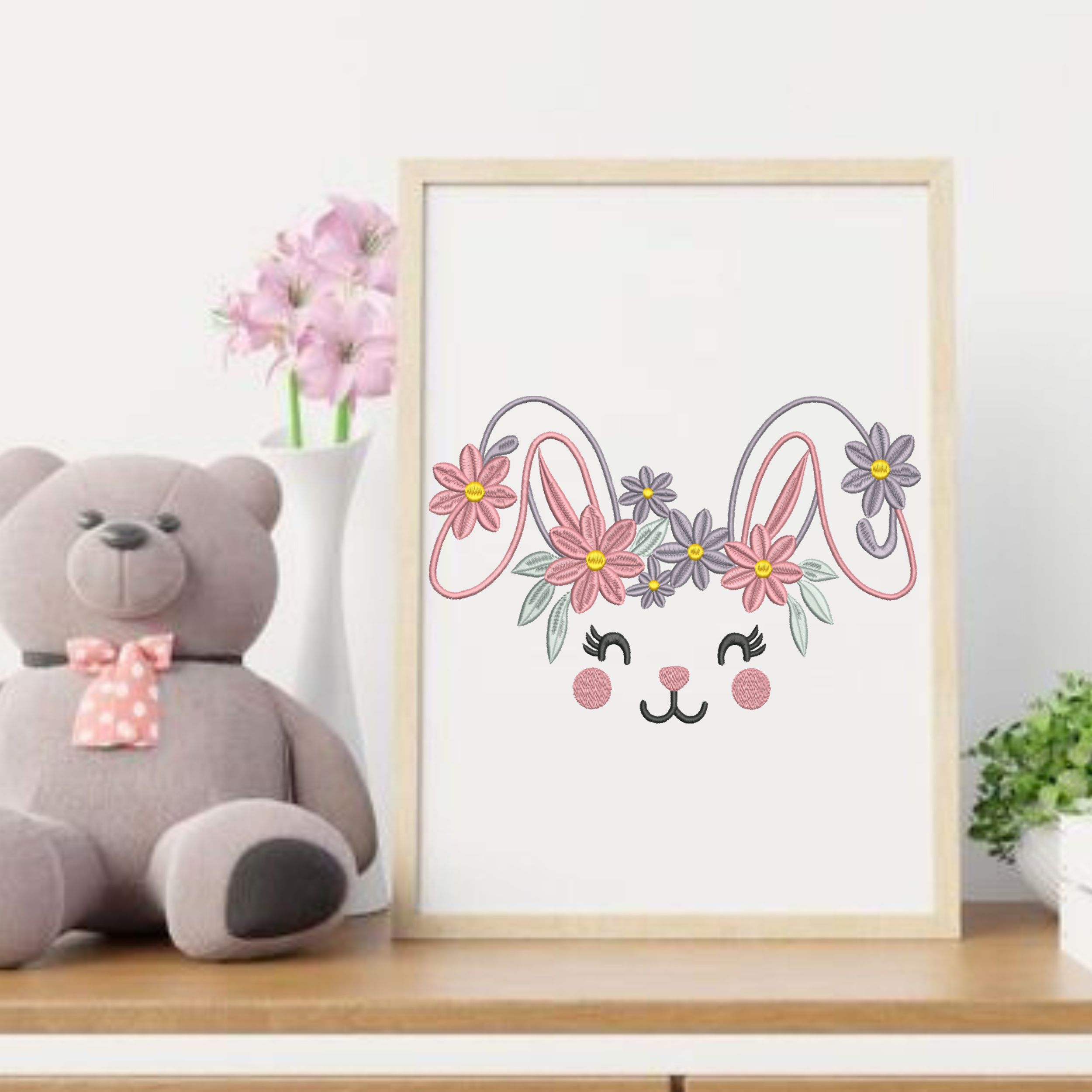 Spring Floral Bunny Face-12