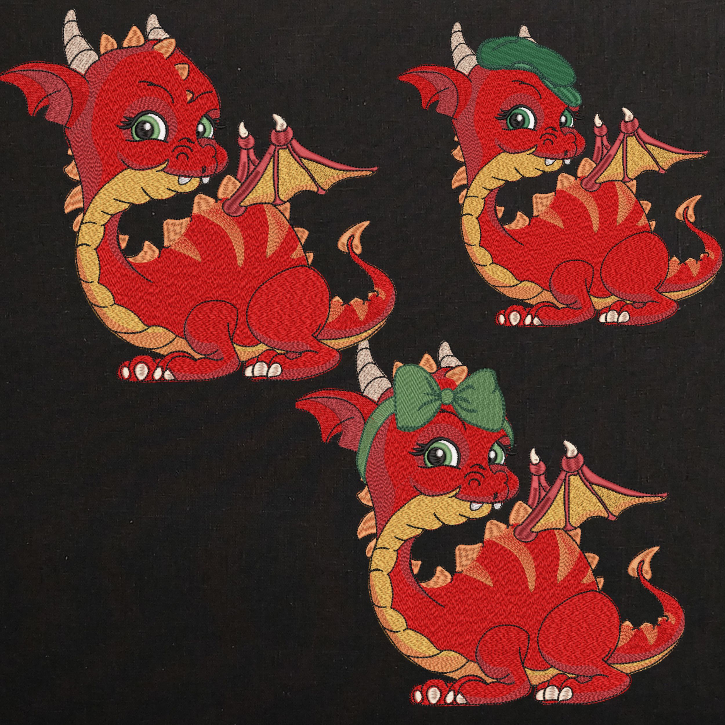 Set of 3 Cute Red Fly Baby Dragon-3