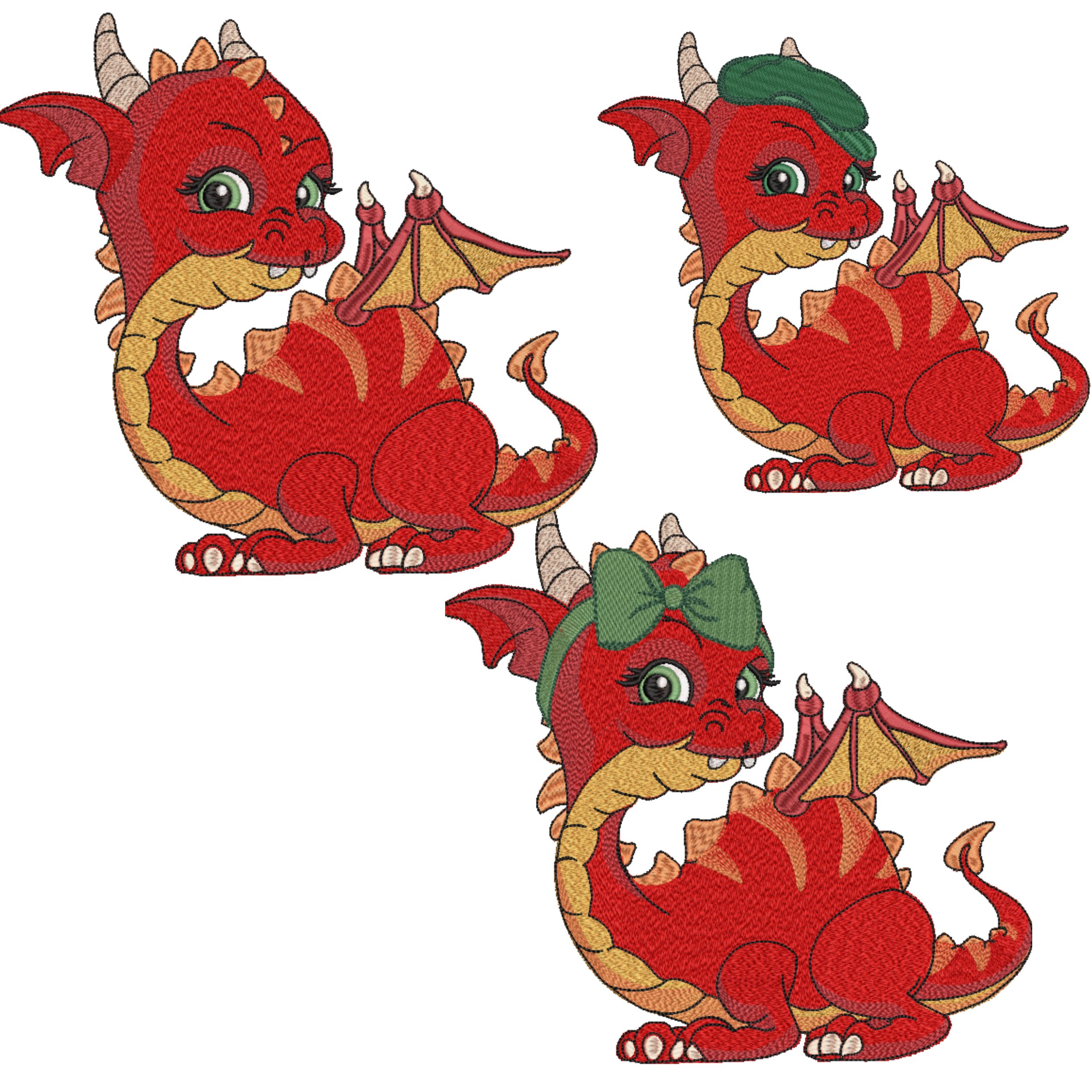 Set of 3 Cute Red Fly Baby Dragon-4