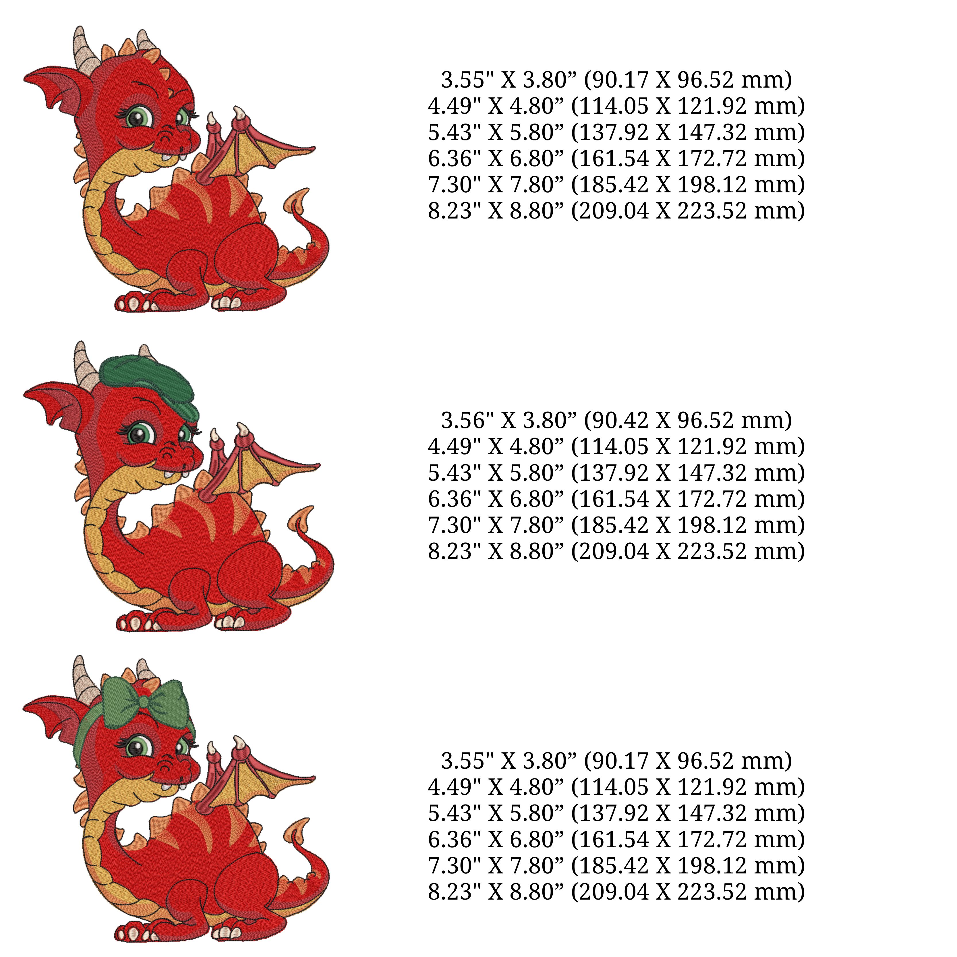 Set of 3 Cute Red Fly Baby Dragon-8