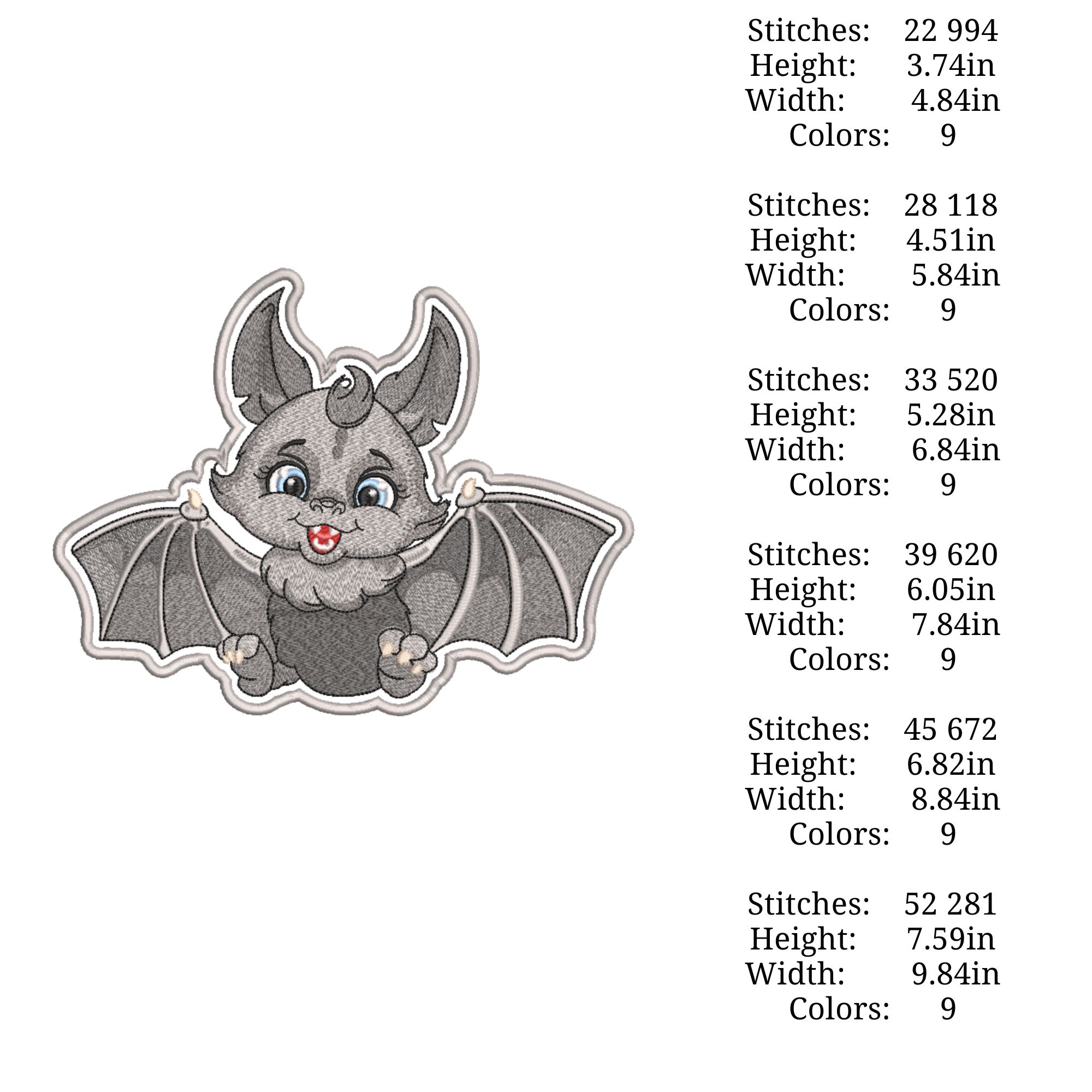 Applique or Patch Baby Bat 2-4