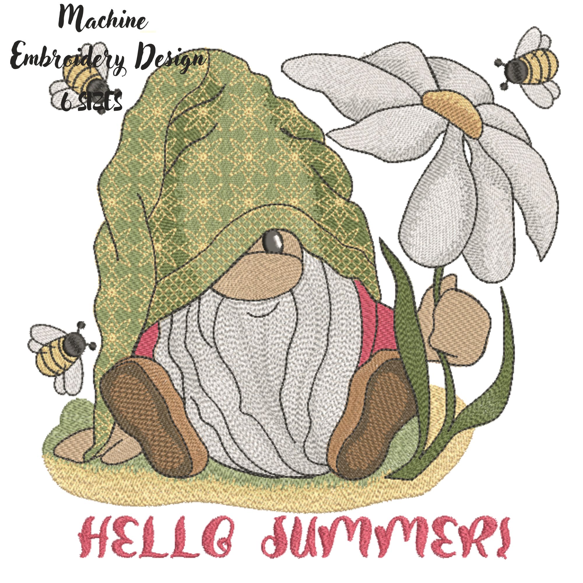 Cute Summer Gnome with Chamomile and Bees-3