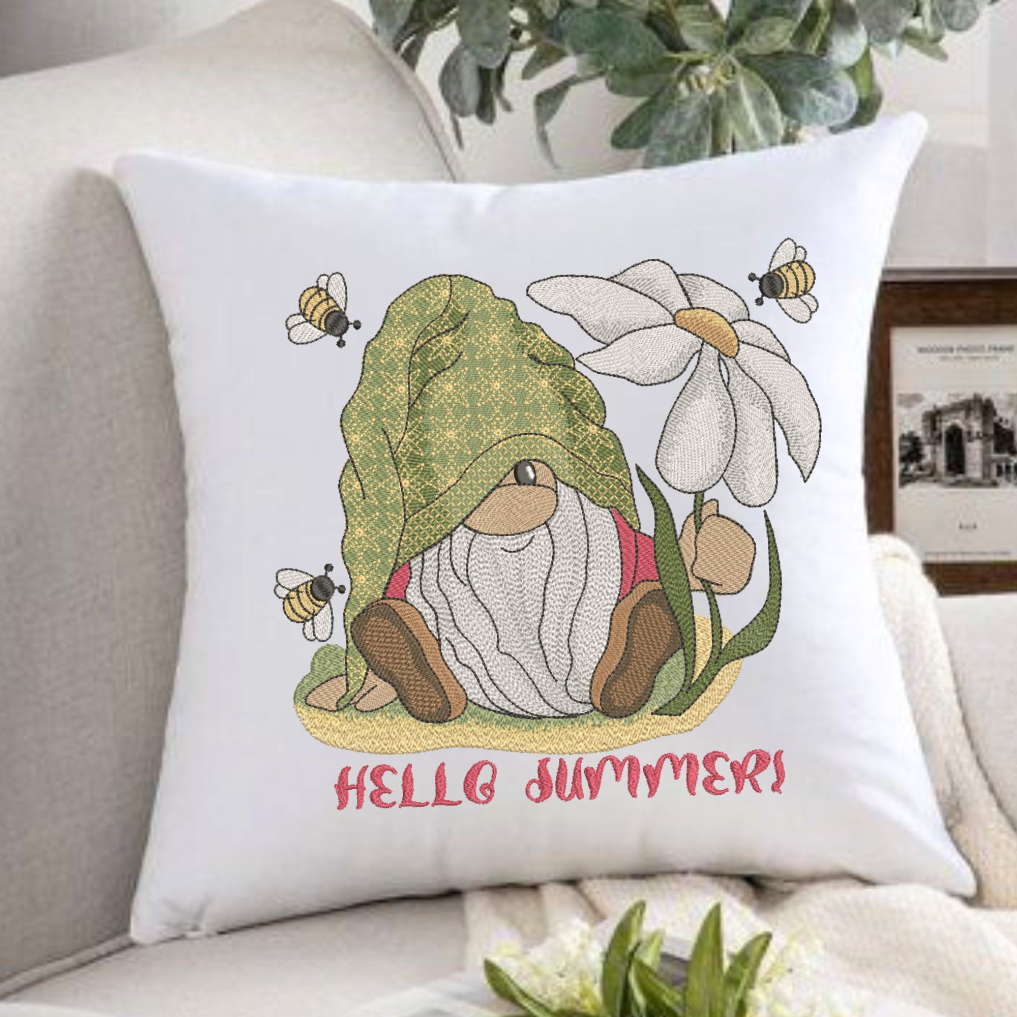 Cute Summer Gnome with Chamomile and Bees-8