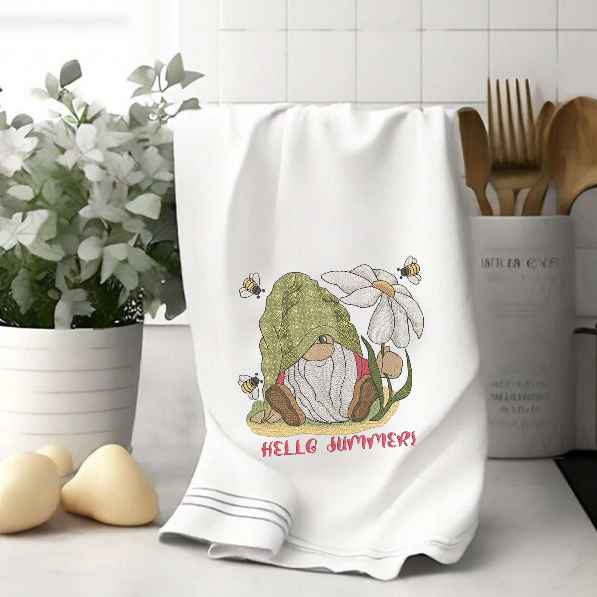 Cute Summer Gnome with Chamomile and Bees-9