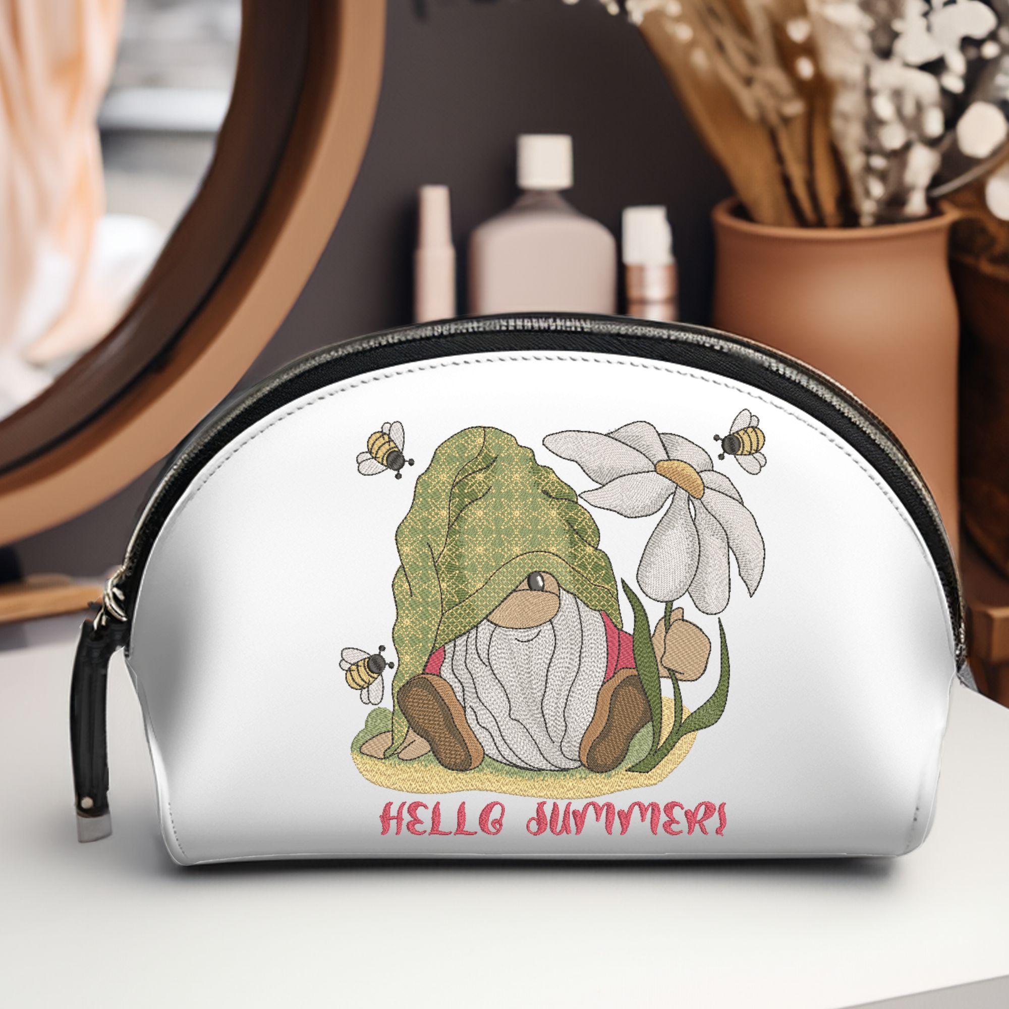 Cute Summer Gnome with Chamomile and Bees-12