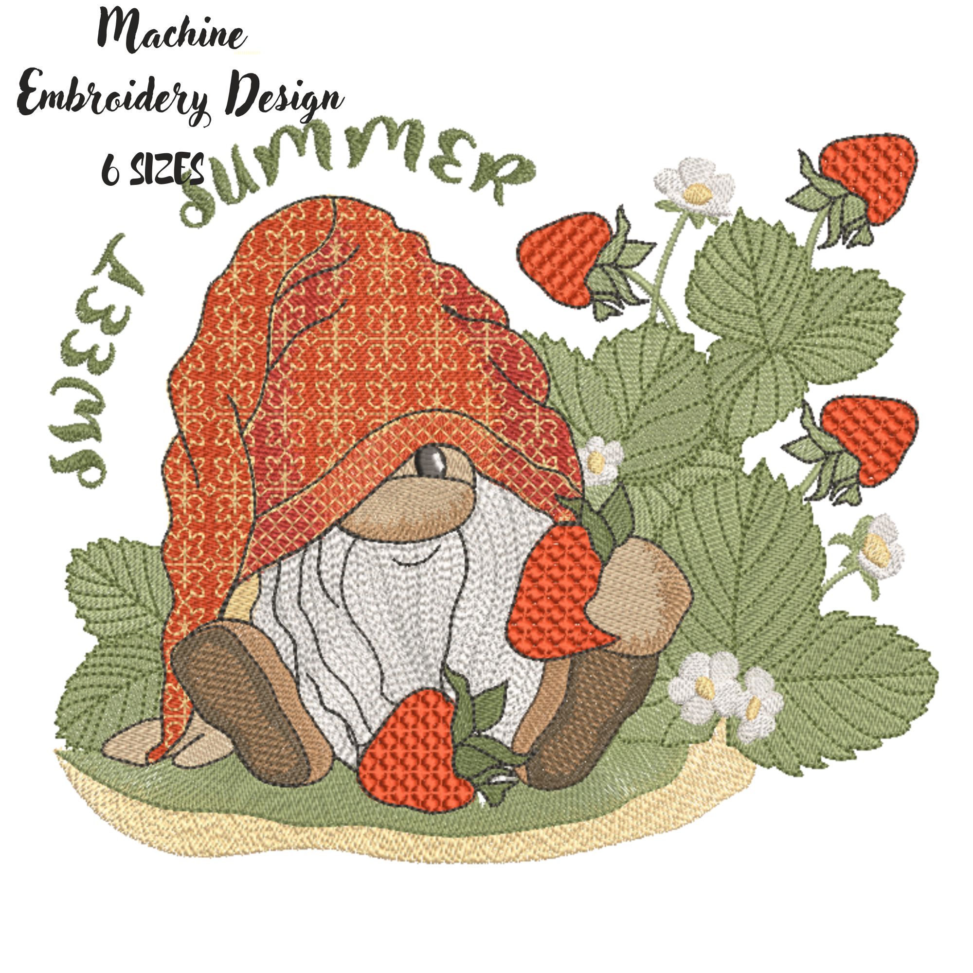 Cute Summer Gnome with Strawberry-3