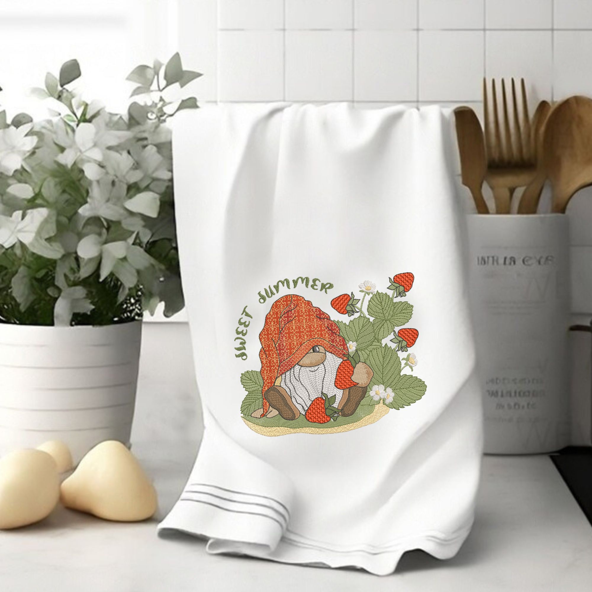 Cute Summer Gnome with Strawberry-9