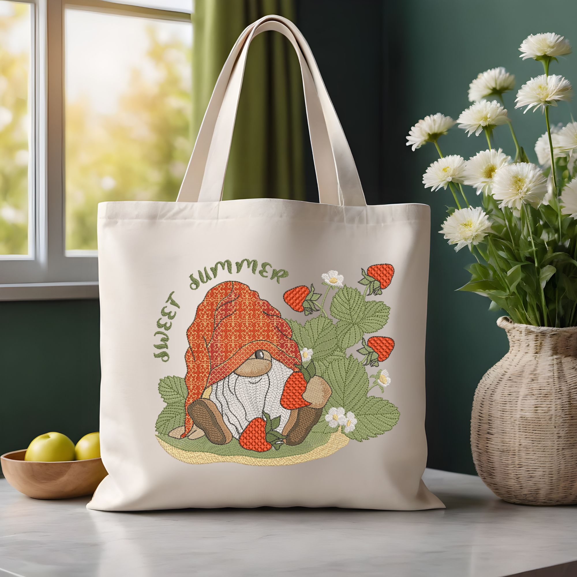 Cute Summer Gnome with Strawberry-11