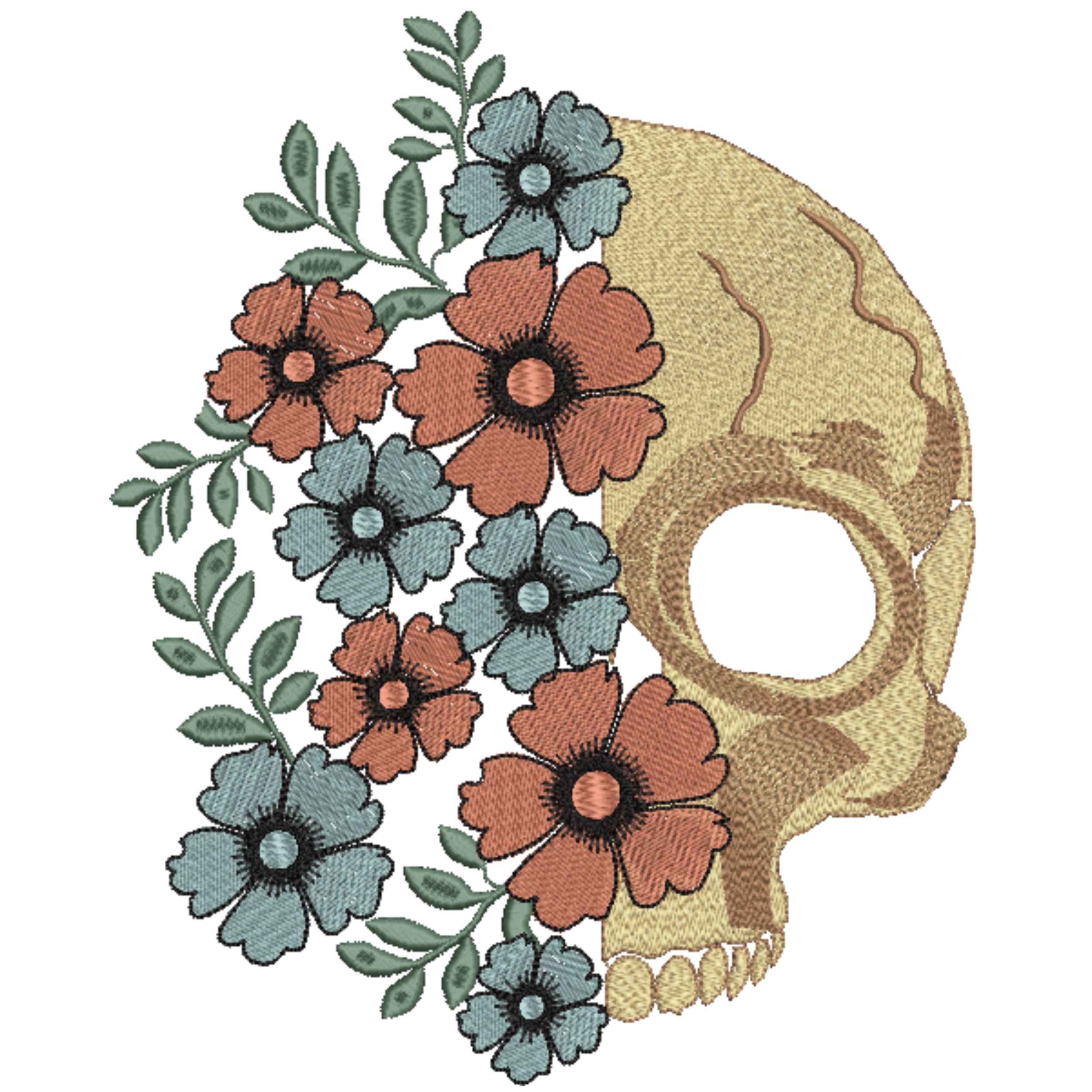 Set of 4 Skull with Flower-5