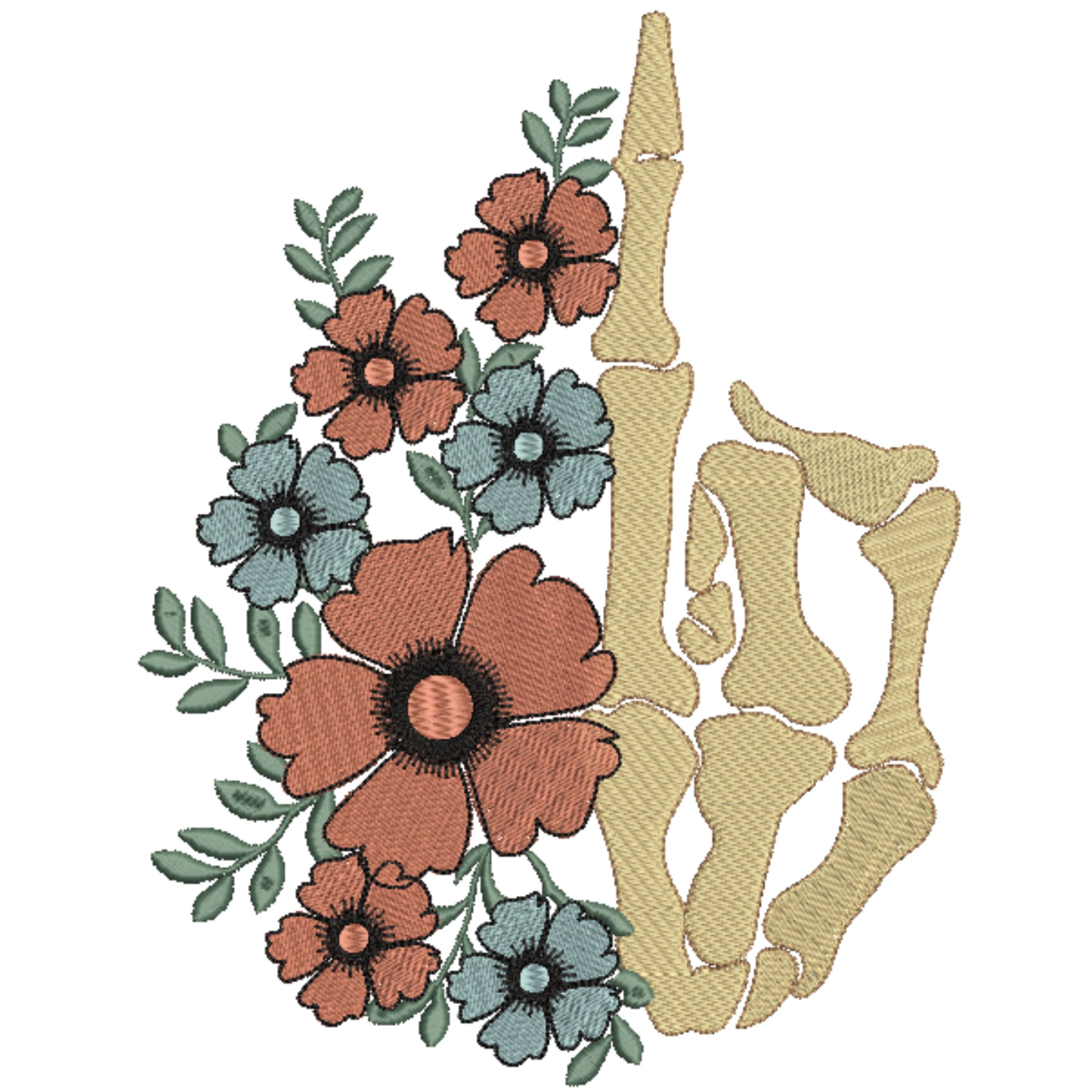 Set of 4 Skull with Flower-6