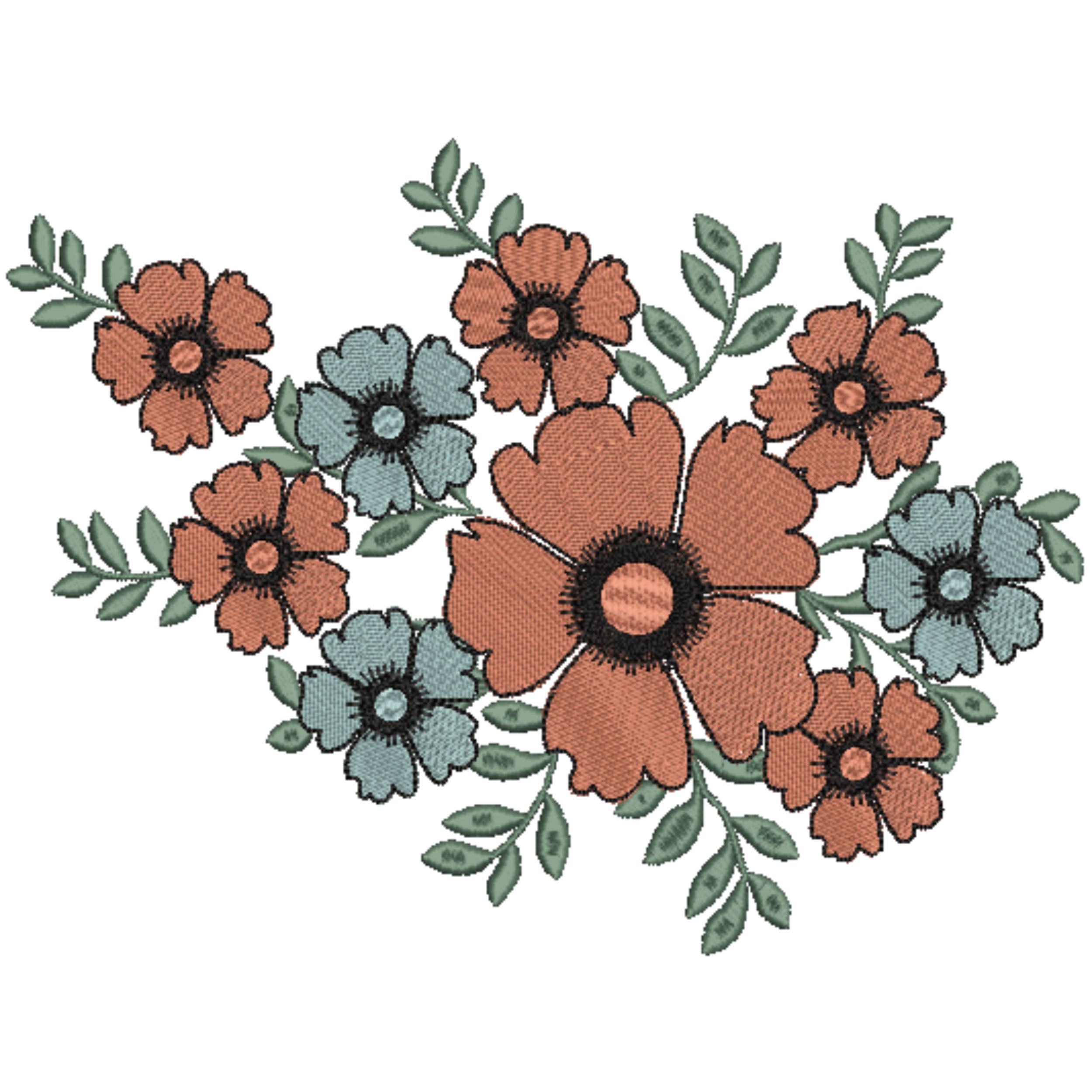 Set of 4 Skull with Flower-8