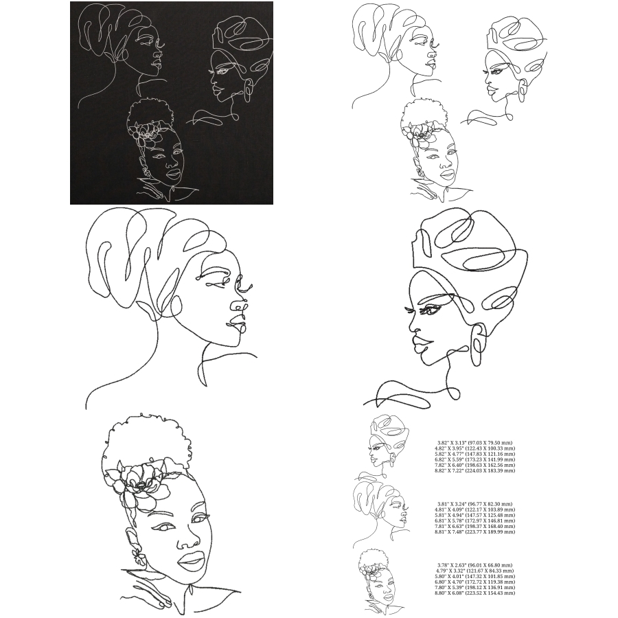 Set African American Women Faces