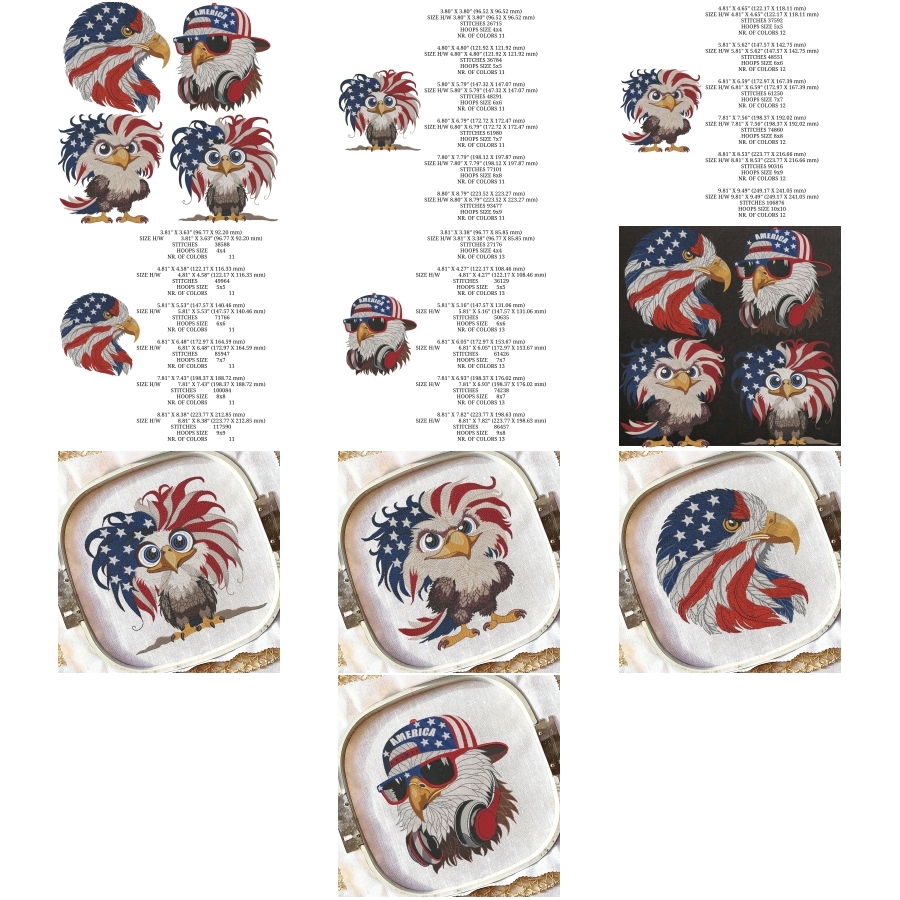 Set of 4 American Patriotic Eagle flag