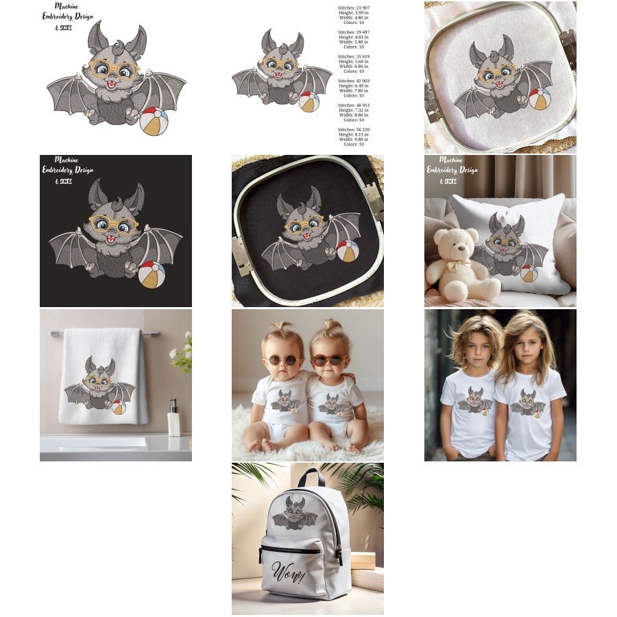 Cartoon Gray Bat Cute Baby Boy