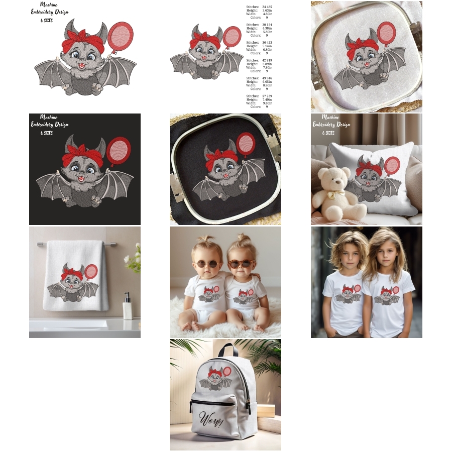 Cartoon Gray Bat Cute Baby Girl
